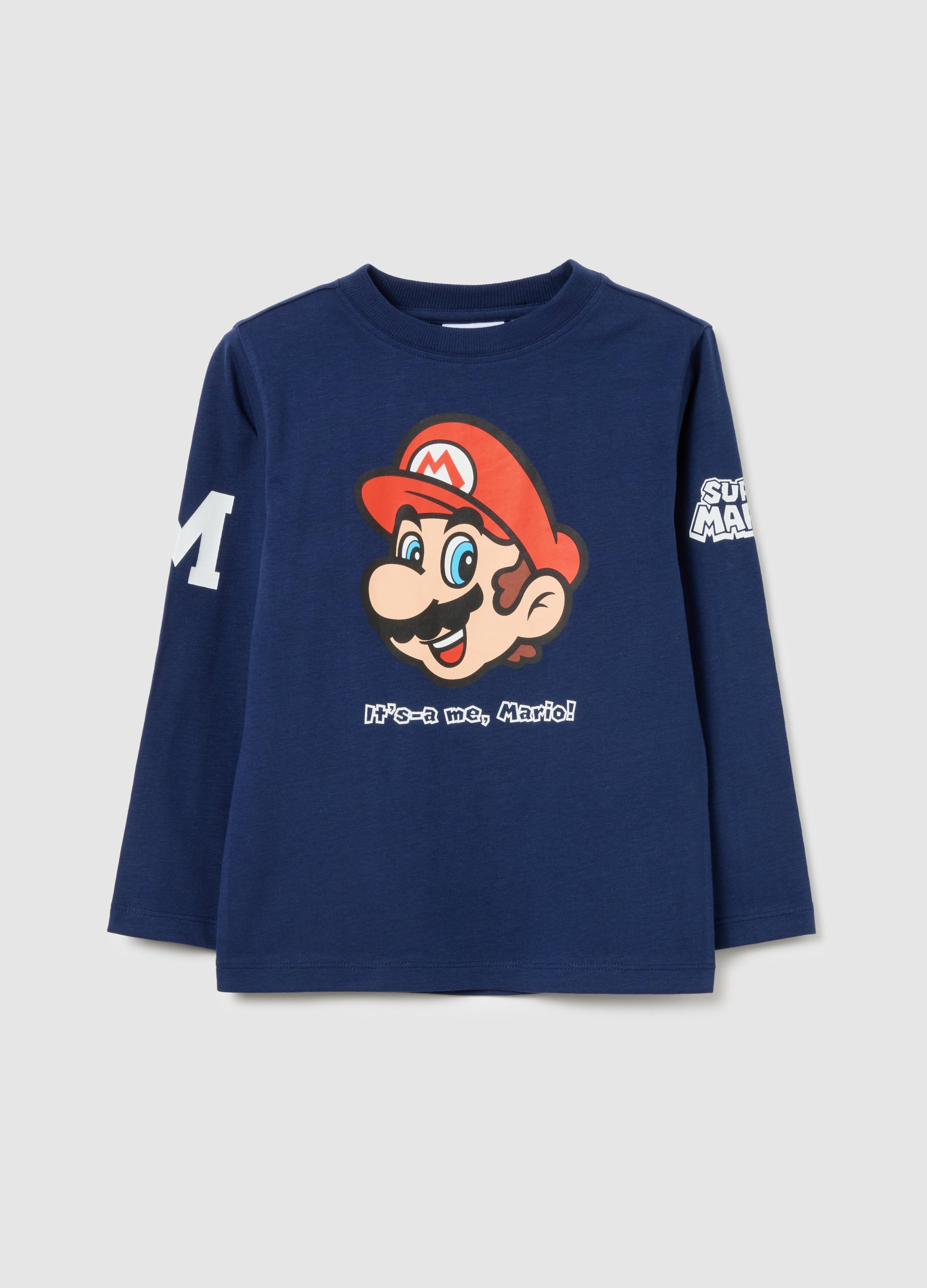 NINTENDO, Maglietta Blu Da Bambino In Puro Cotone Regular Fit Con Stampa, Blu, Taglia: 3-4