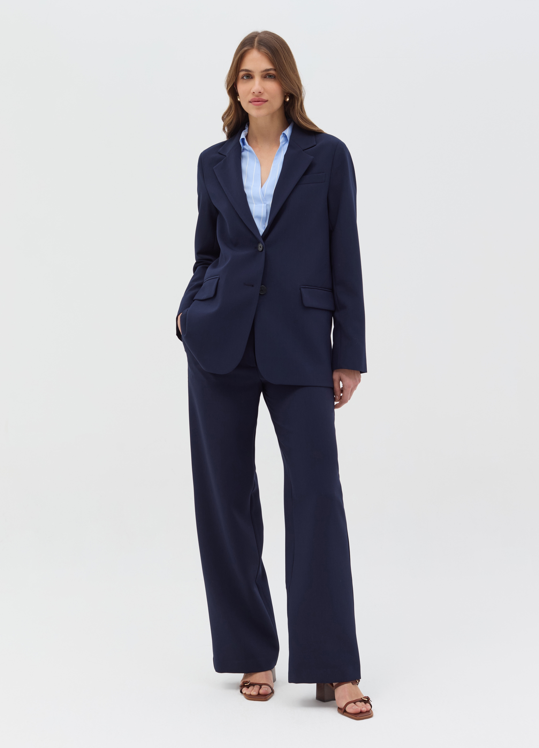 OVS , Blazer Monopetto Stretch, Donna, Blu, Taglia: 38