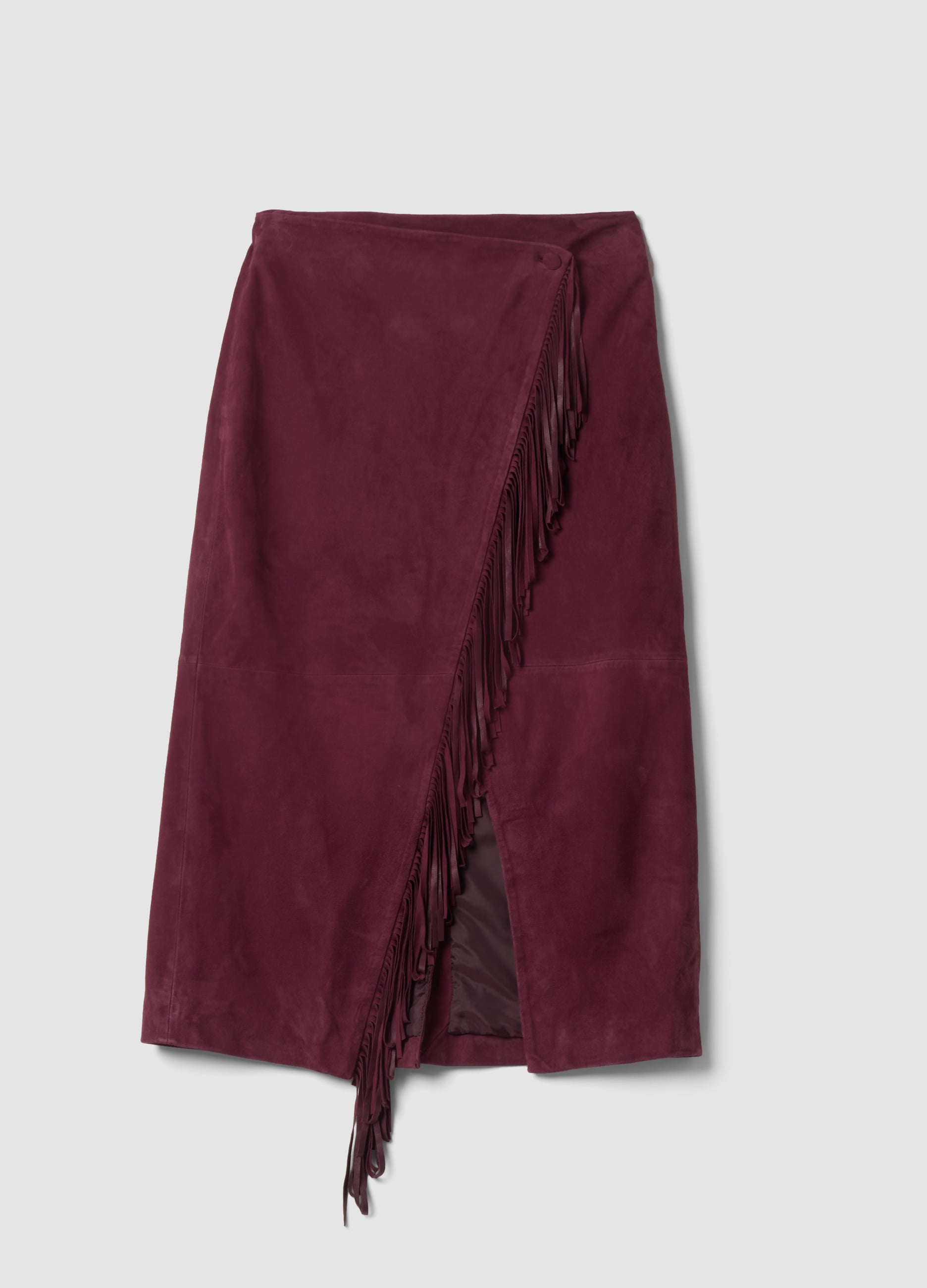 Piombo Contemporary, Gonna Rossa In Vera Pelle Con Frange, Donna, Rosso, Taglia: XS
