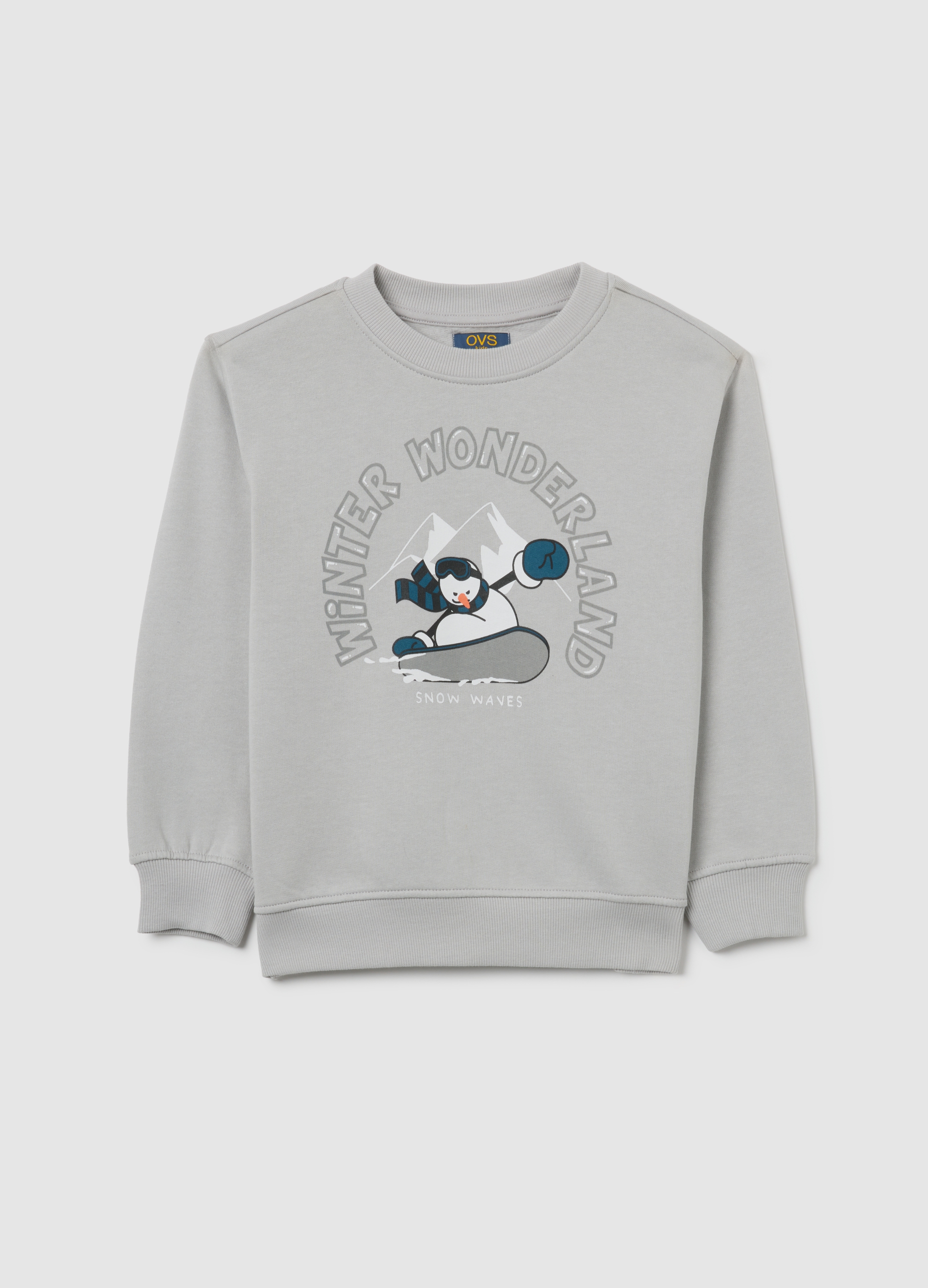 OVS KIDS, Sudadera Infantil Gris De Algodón Puro, Ajuste Regular Con Estampado, Niño, Gris claro, Talla: 9-10