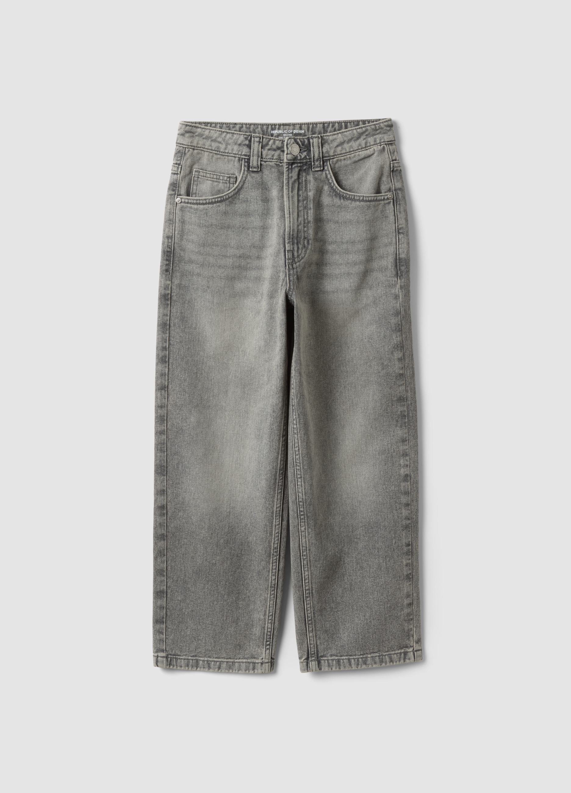 REPUBLIC OF DENIM, Jeans Grigi In Puro Cotone Skater Fit, Bambino, Grigio, Taglia: 10-11