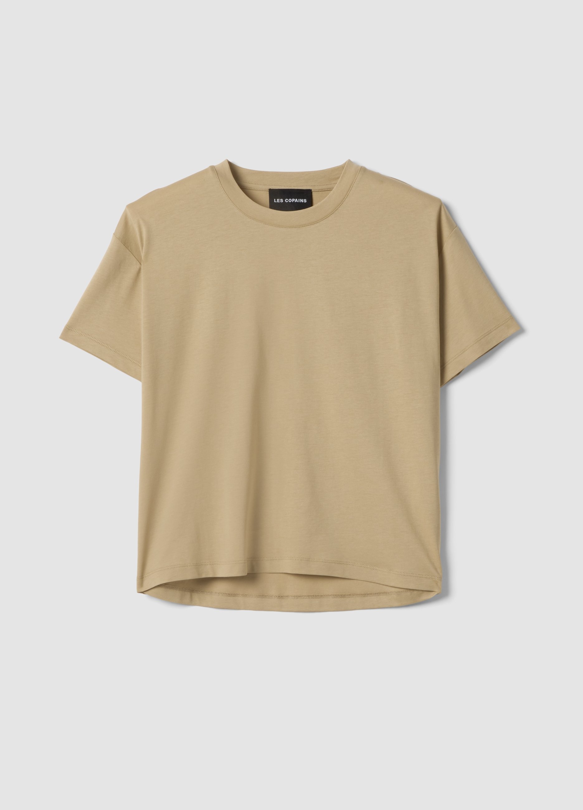 LES COPAINS, Camiseta Beige De Mezcla De Lyocell Y Algodón, Mujer, Beige, Talla: 36
