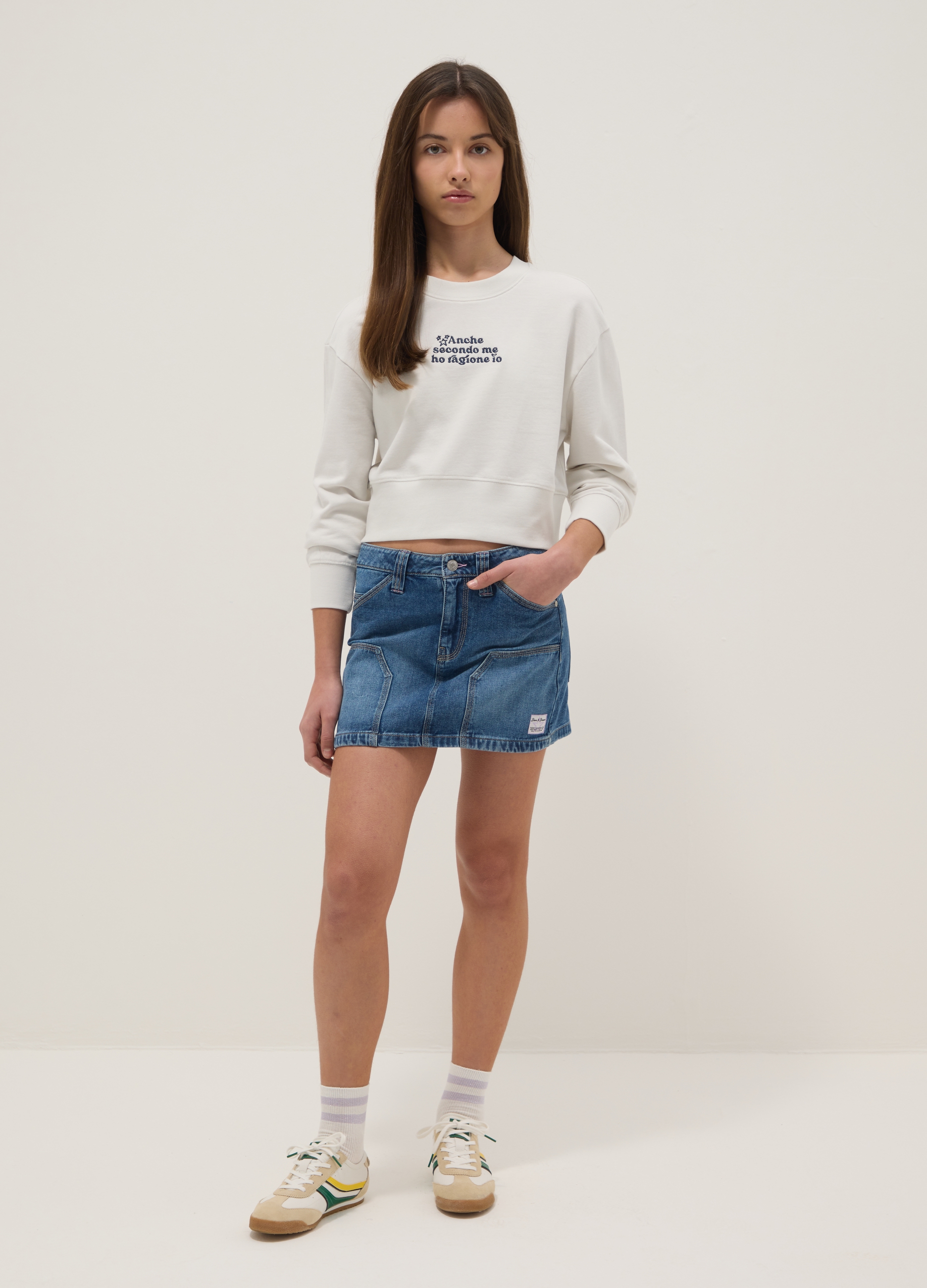 OVS KIDS, Minifalda De Algodón Puro Denim Azul Para Niña, Ajuste Regular, Niña, Azul vaquero, Talla: 11-12