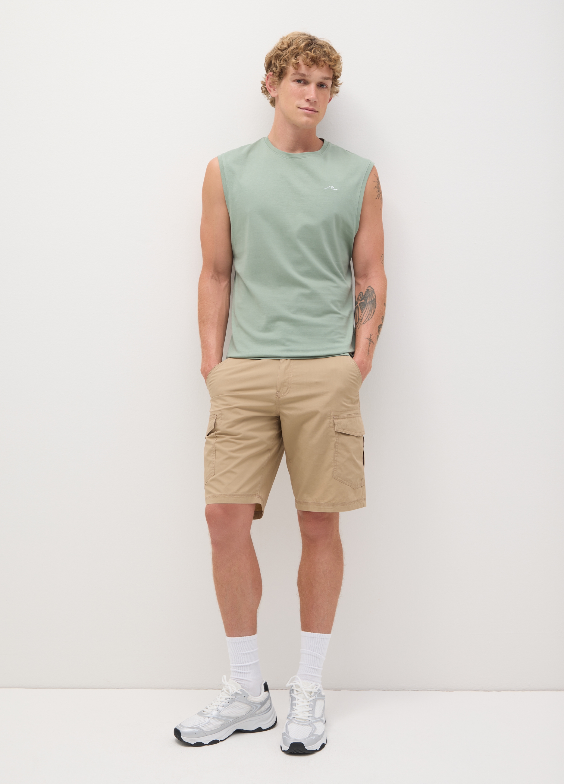 OVS, Canotta Da Uomo In Puro Cotone Verde Regular Fit, Verde, Taglia: L