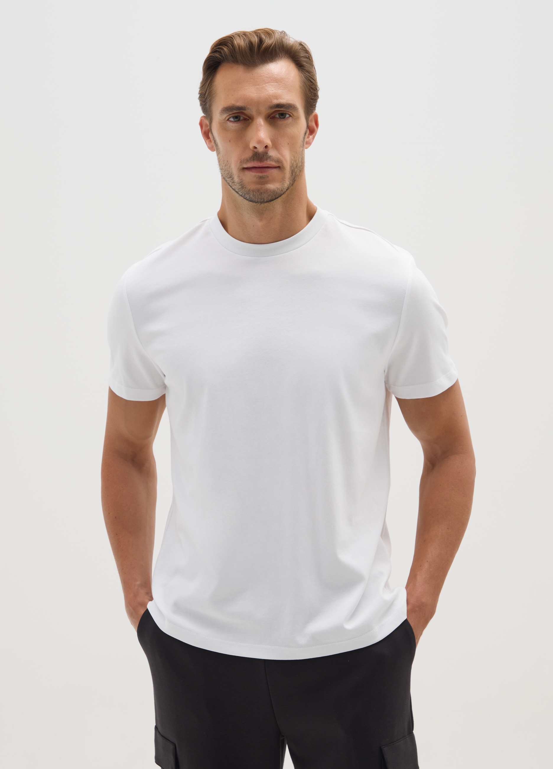 OVS, T-shirt In Misto Cotone Bianca Regular Fit, Uomo, Bianco, Taglia: S