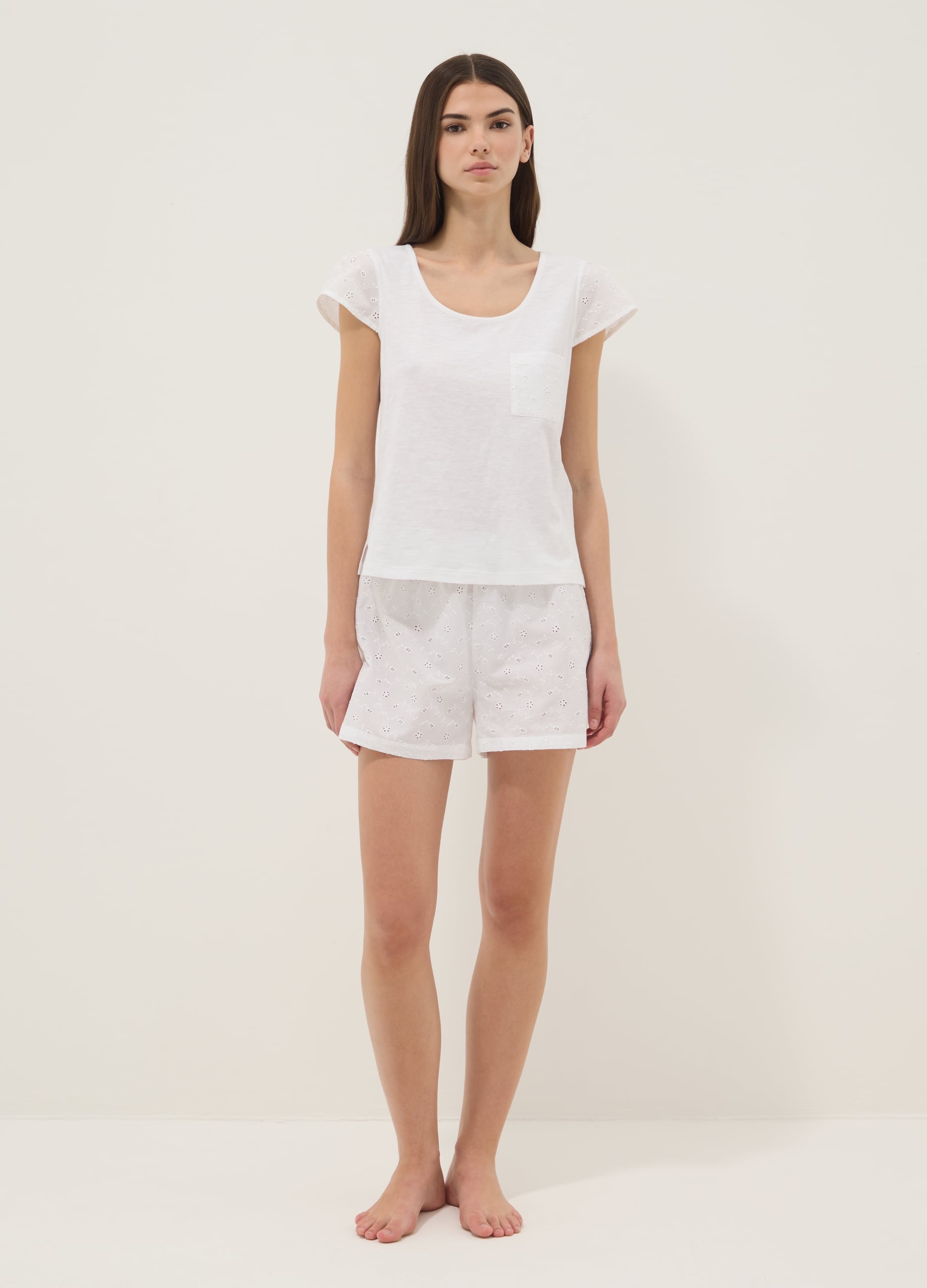Ovs Donna Bianco Pigiama In Puro Cotone Regular Fit, Taglia: Xxl