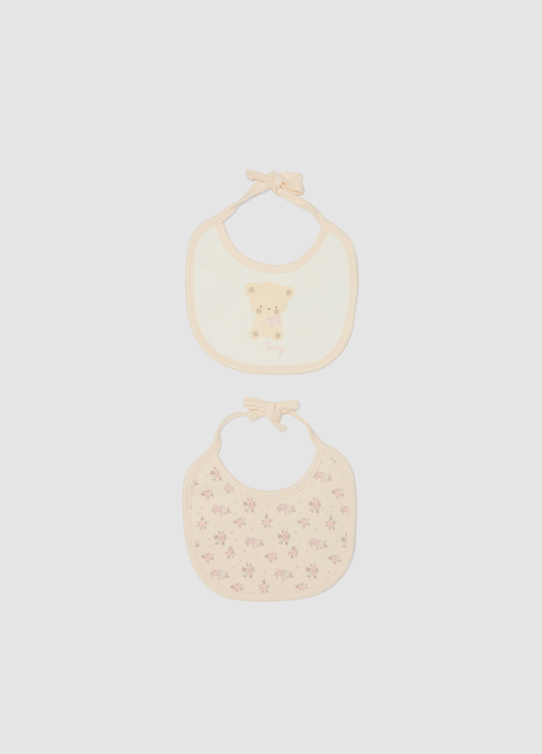 FAGOTTINO, Bipack Di Bavaglini Beige In Puro Cotone Organico Con Stampa Orsetto, Neonata, Beige, Taglia: T.U.