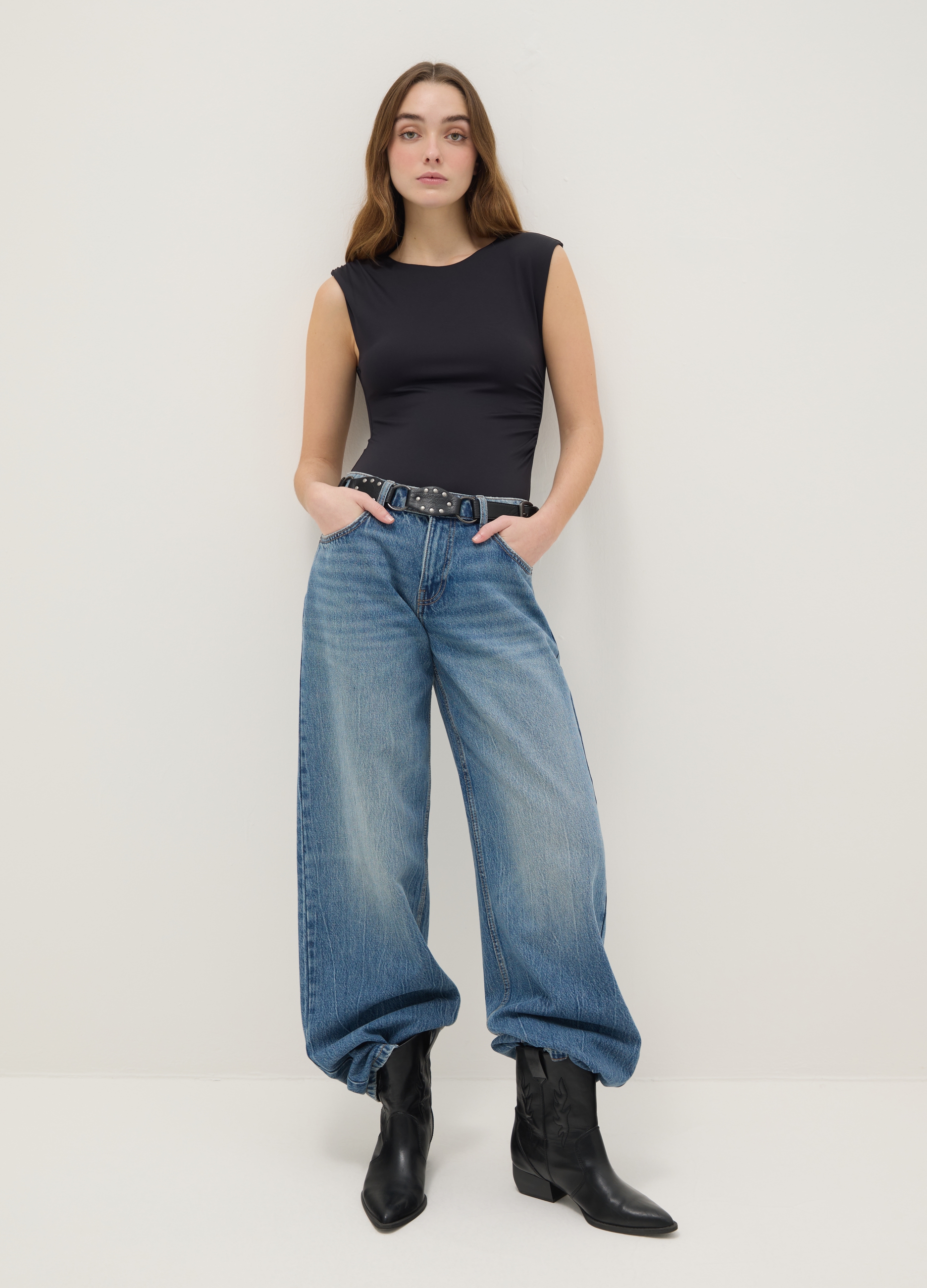 B.ANGEL, Body De Tejido Elástico Negro Ajuste Regular, Mujer, Gunmetal, Talla: 42