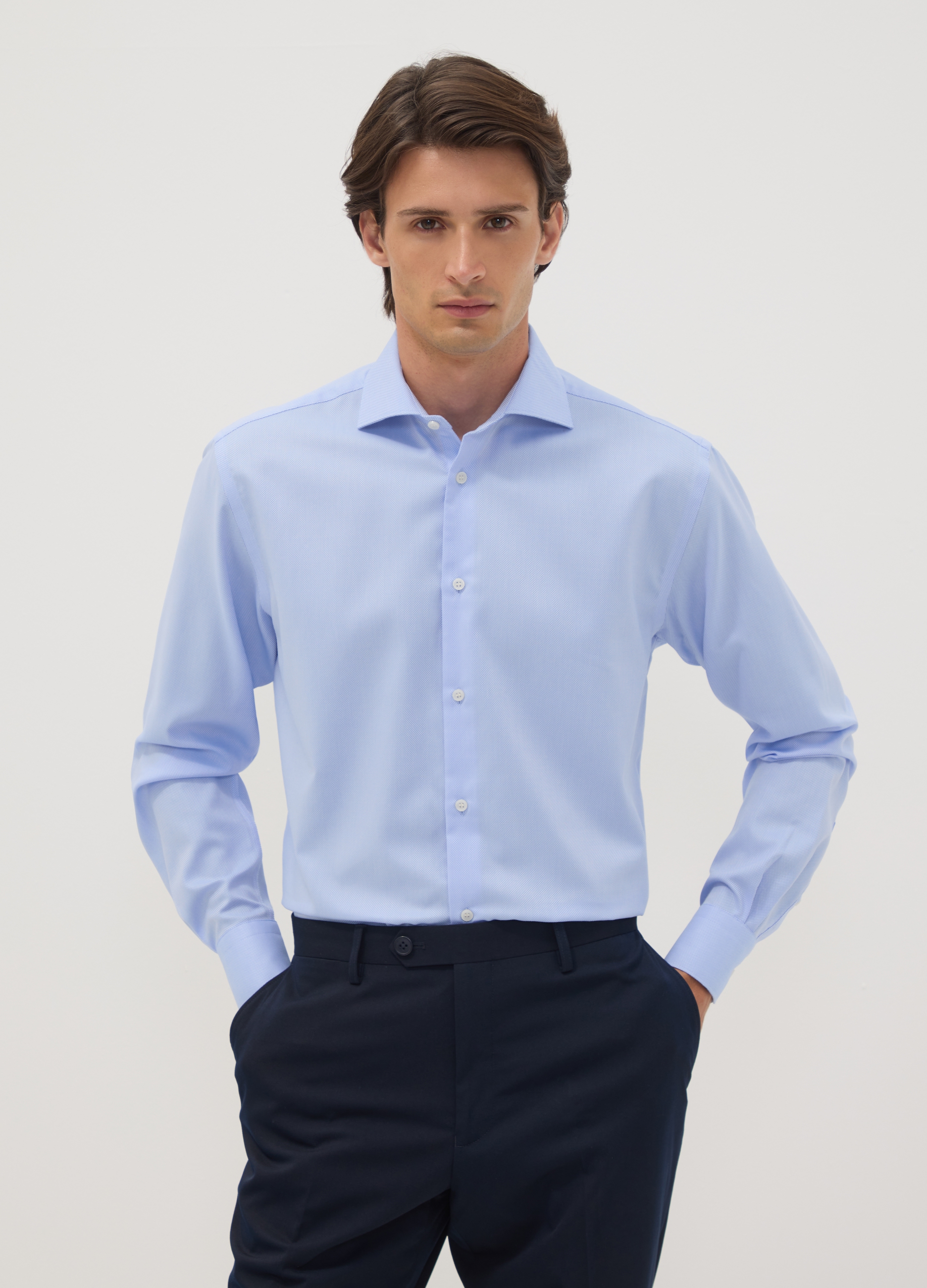 OVS, Camicia Azzurra In Puro Cotone No Iron Regular Fit, Uomo, Azzurro, Taglia: 45