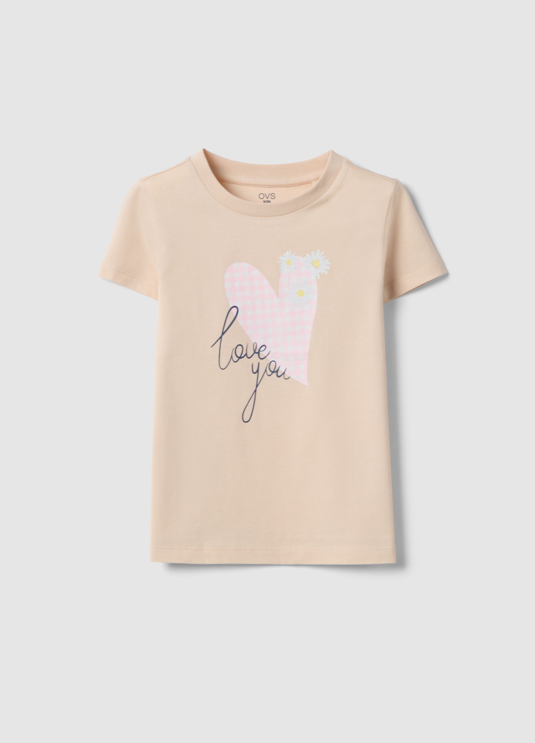 OVS KIDS, Camiseta Beige De Algodón Puro De Ajuste Regular Con Estampado Para Niña, Niña, Arena, Talla: 8-9