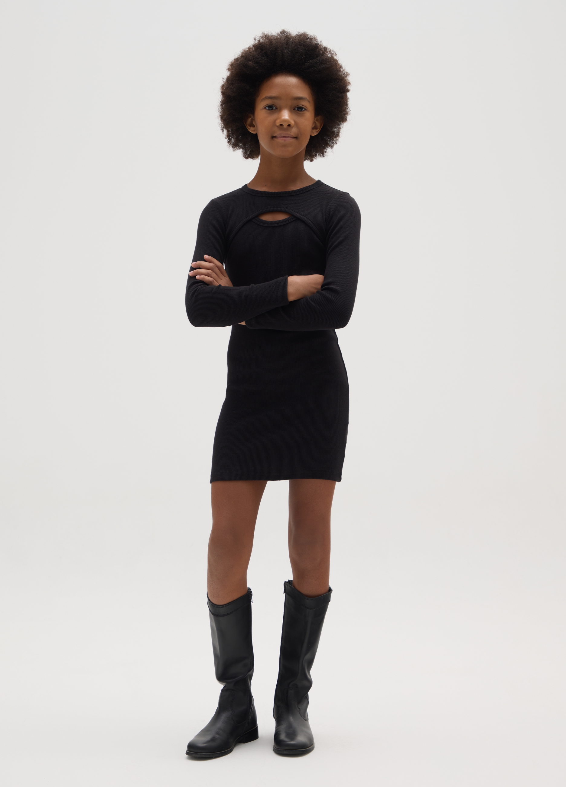 OVS KIDS, Abito Da Ragazza In Cotone Elasticizzato Nero, Bambina, Nero, Taglia: 10-11