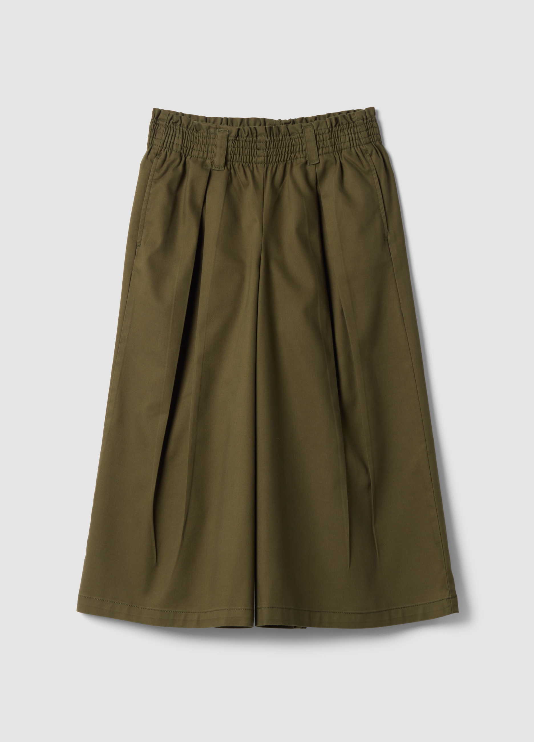PIOMBO KIDS, Pantaloni Jogger Verdi Wide Leg In Misto Cotone E Lyocell Per Bambina, Verde, Taglia: 12