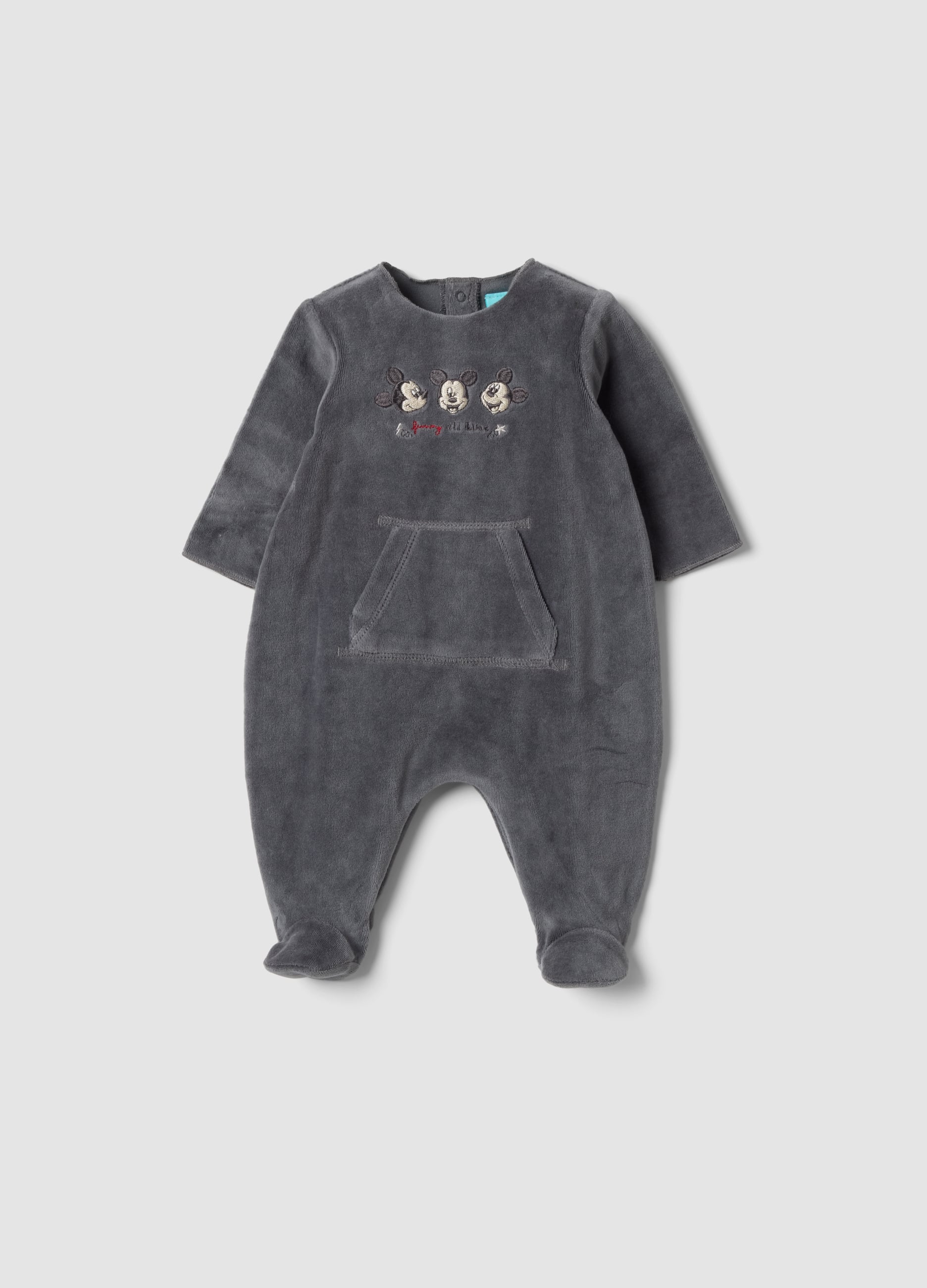 FAGOTTINO, Tutina Grigia Con Piedi In Misto Cotone Organico Con Stampa Mickey, Neonato, Grigio, Taglia: 0-1