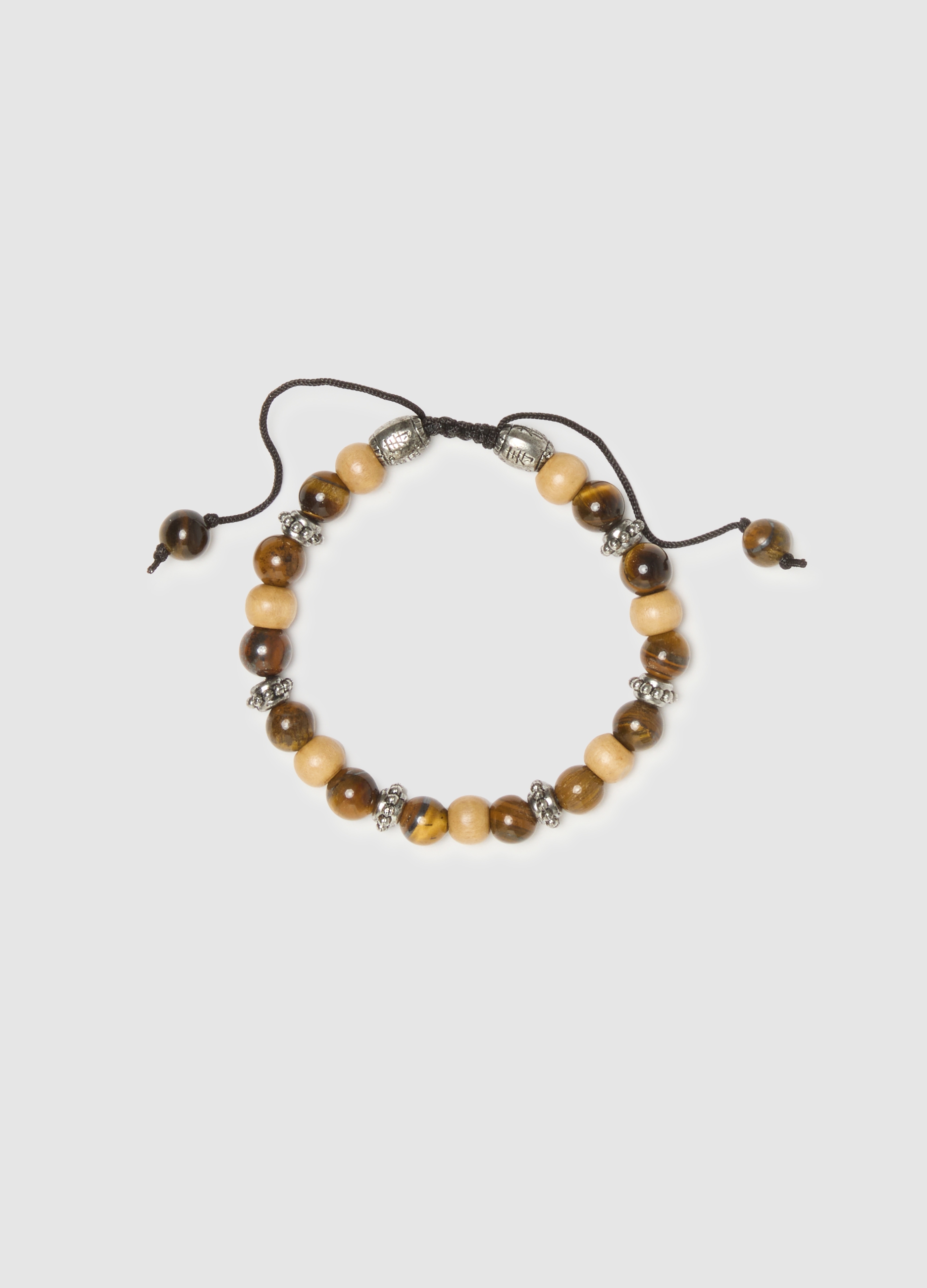 Pulsera Ajustable Con Piedras Naturales Multicolor, Hombre, Marrón beige, Talla: FASUL