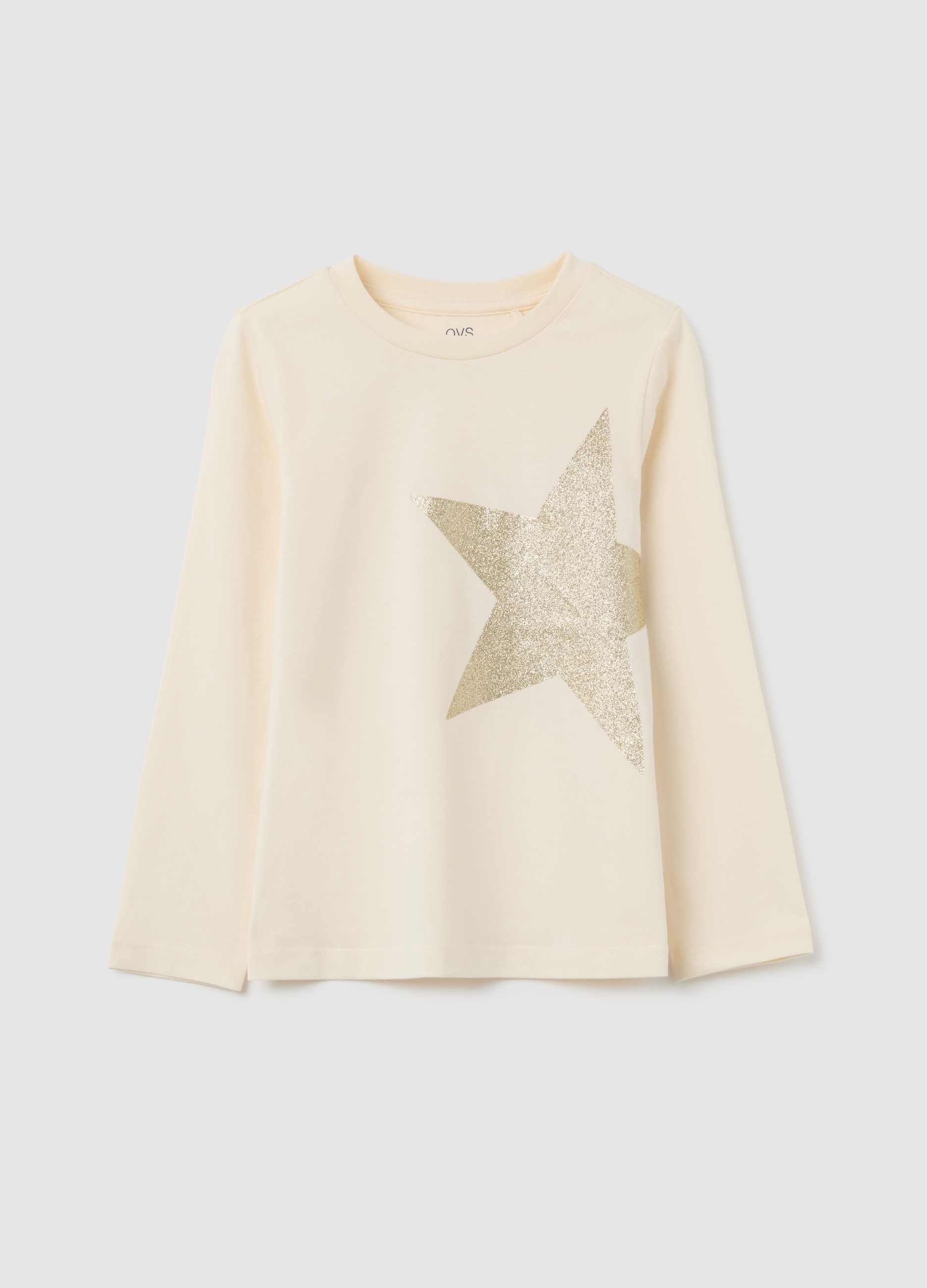 Camiseta Beige Para Niña De Algodón Puro, Ajuste Regular, Niña, Blanco crema, Talla: 7-8