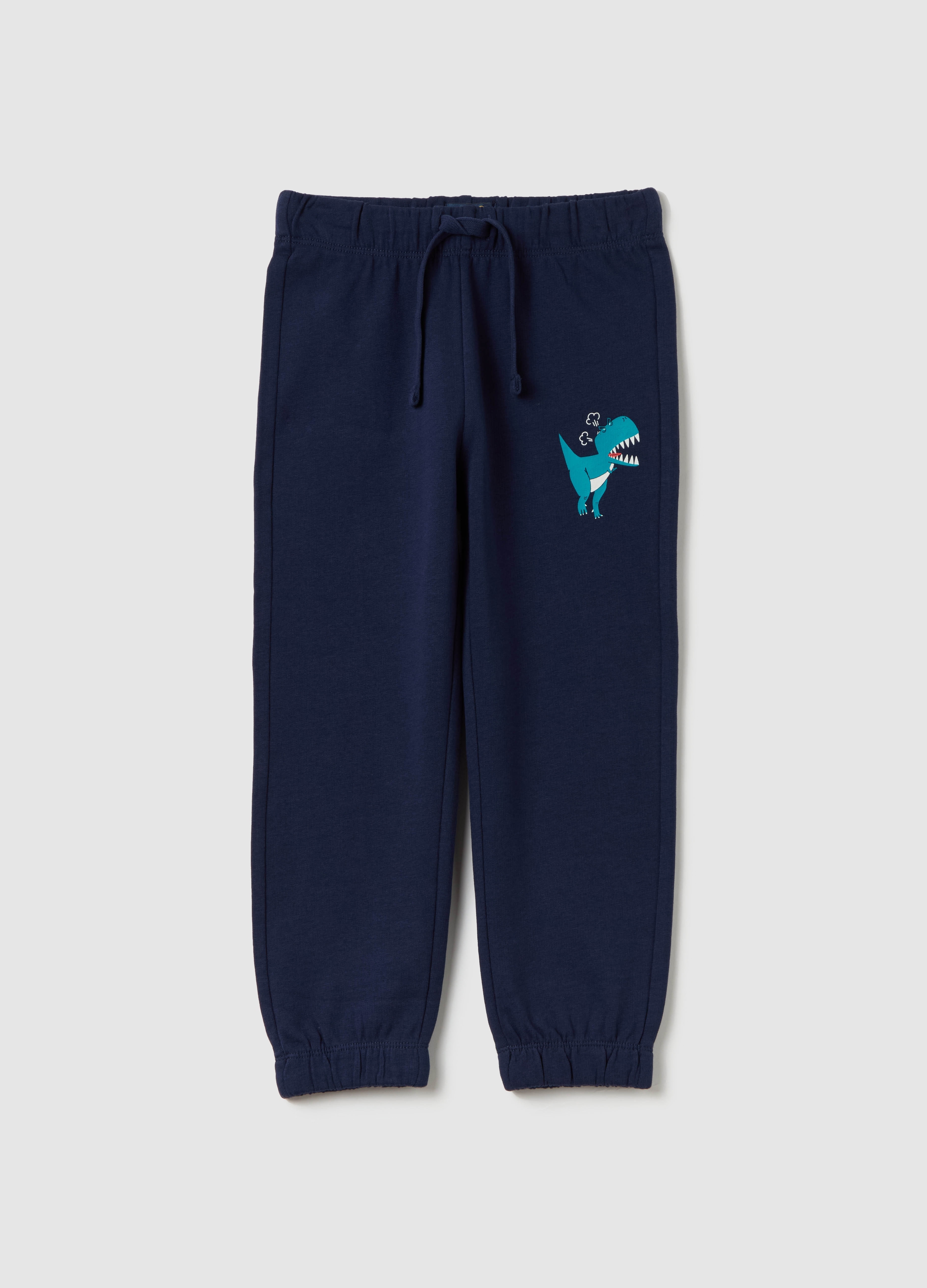 OVS, Joggers In French Terry Con Coulisse E Stampa, Bambino, Blu, Taglia: 6-7