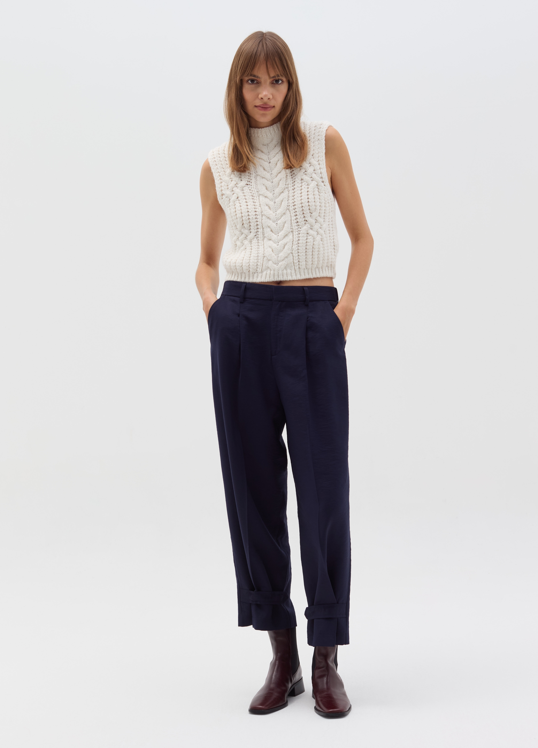 OVS, Pantalone Slouchy Fit Con Pinces, Donna, Blu, Taglia: 38