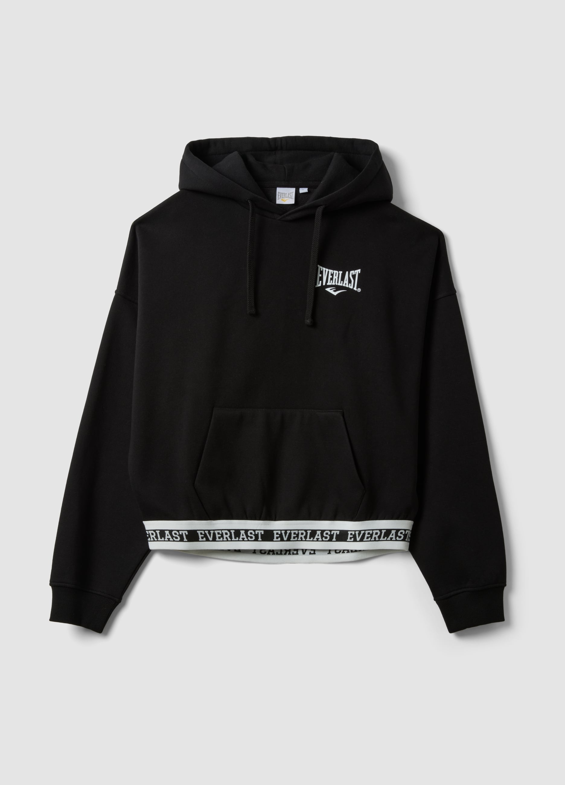 EVERLAST, Felpa Nera Con Cappuccio In Misto Cotone, Unisex, Nero, Taglia: XS