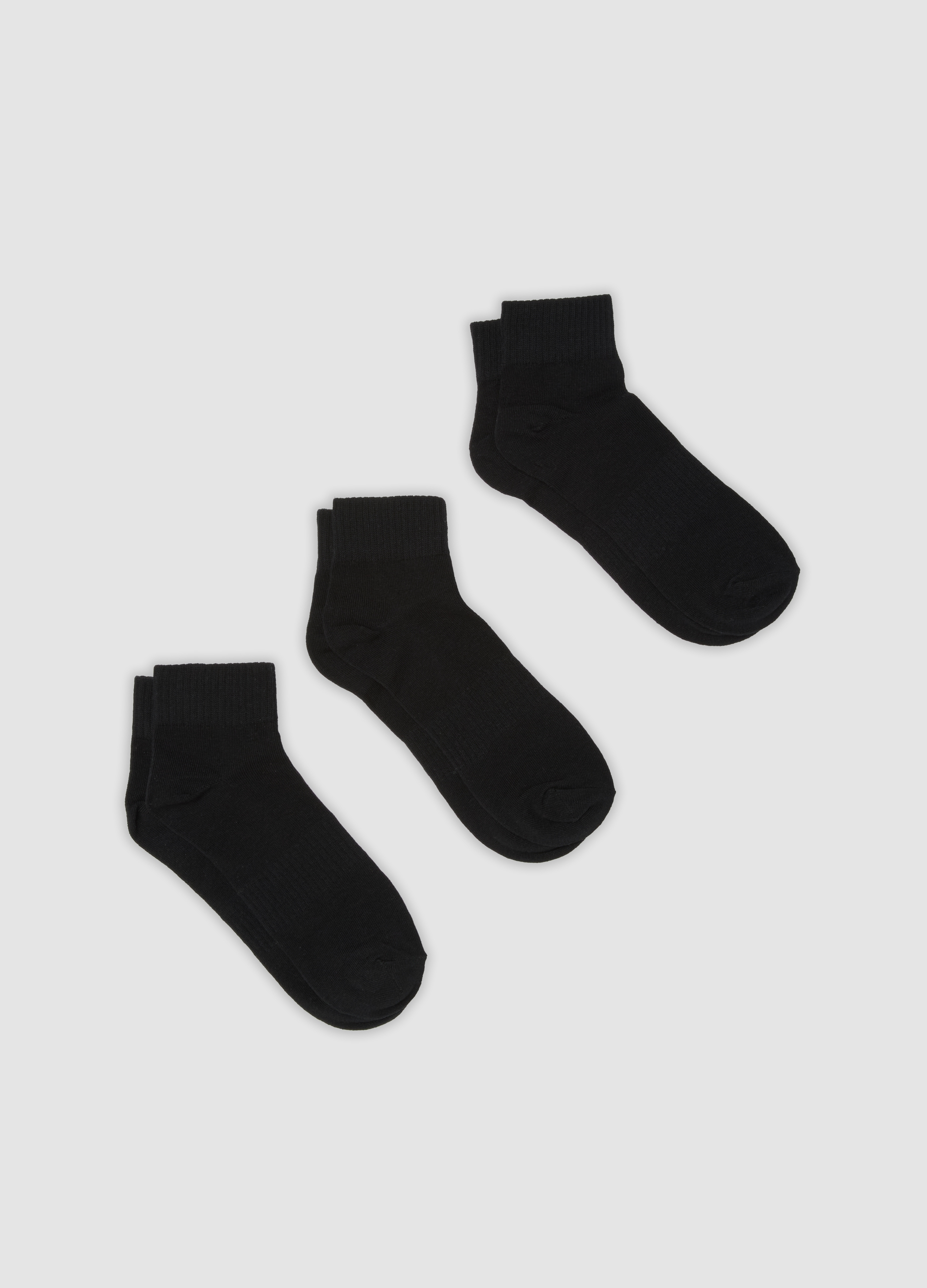 OVS, Tripack Di Calze Sportive Nere Alla Caviglia In Cotone Organico, Uomo, Nero, Taglia: 38-42