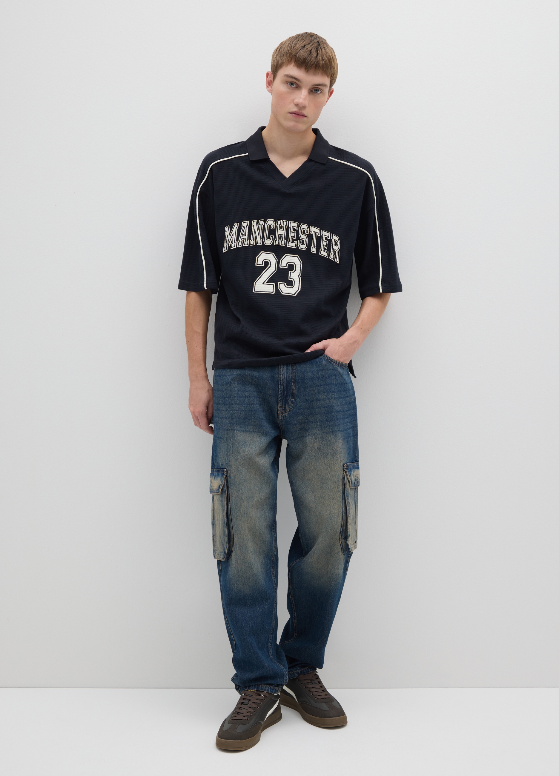 B.ANGEL, Polo Sportiva In Puro Cotone Nero Vestibilità Oversize, Uomo, Nero, Taglia: M