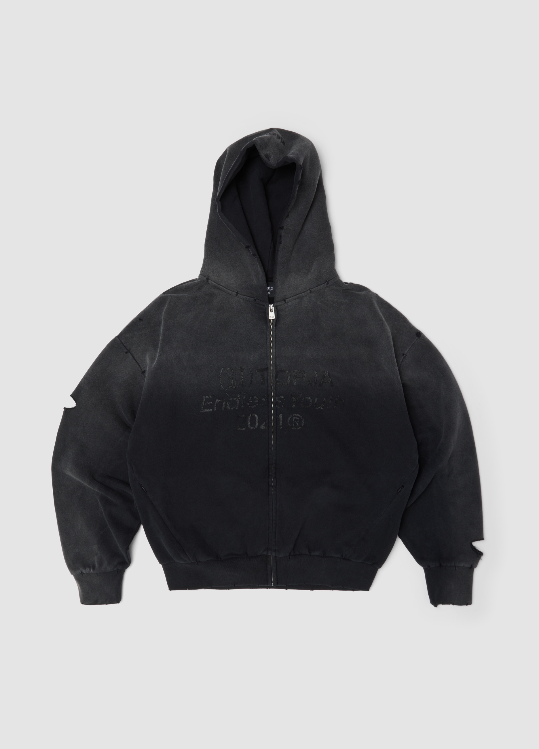 UTOPJA, Full-zip Hoodie Sunfaded Black, Uomo, Nero, Taglia: L
