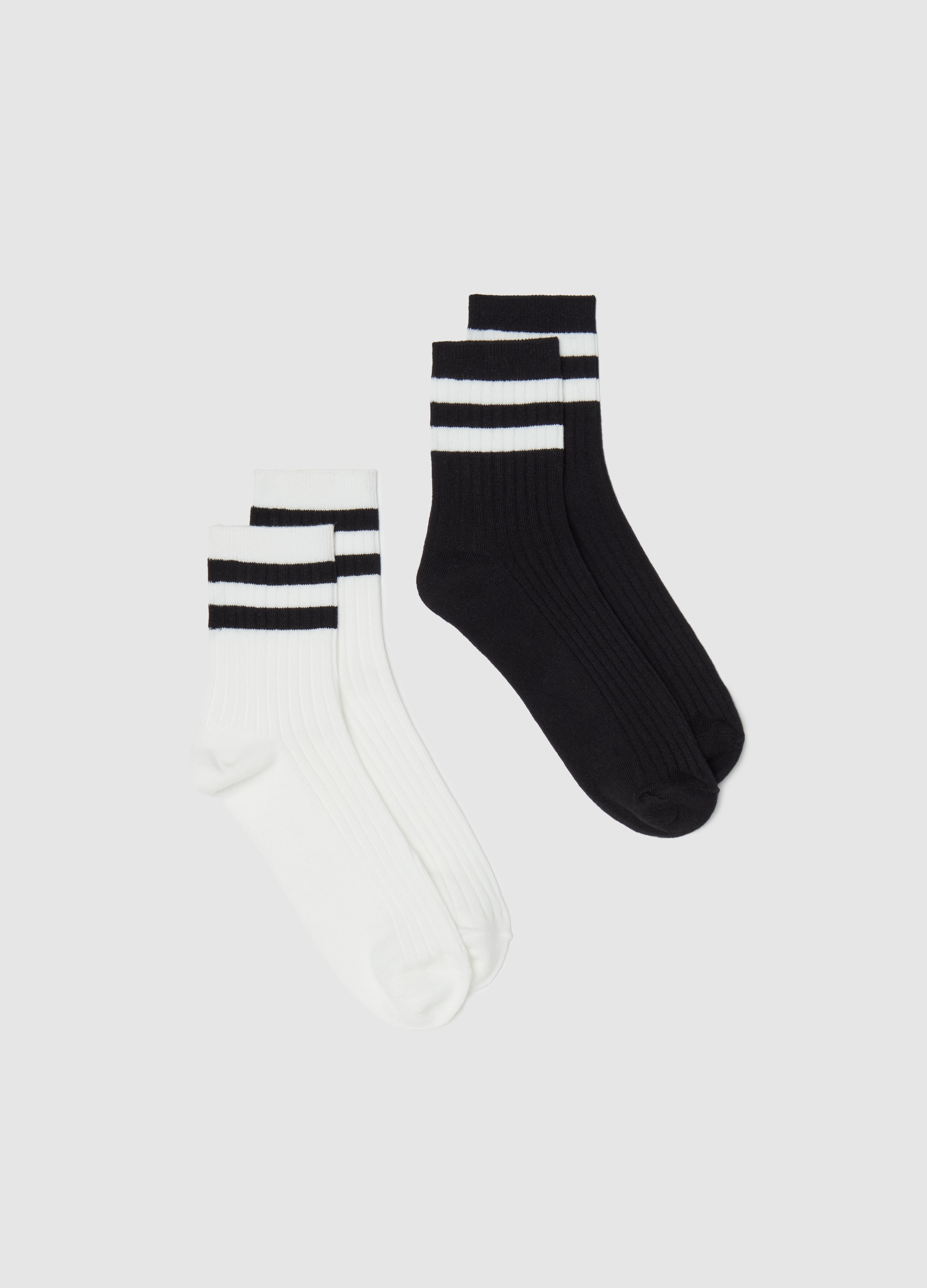 0000, Bipack Calze Tennis Con Dettagli Rigati, Donna, Multicolor, Taglia: 36-38