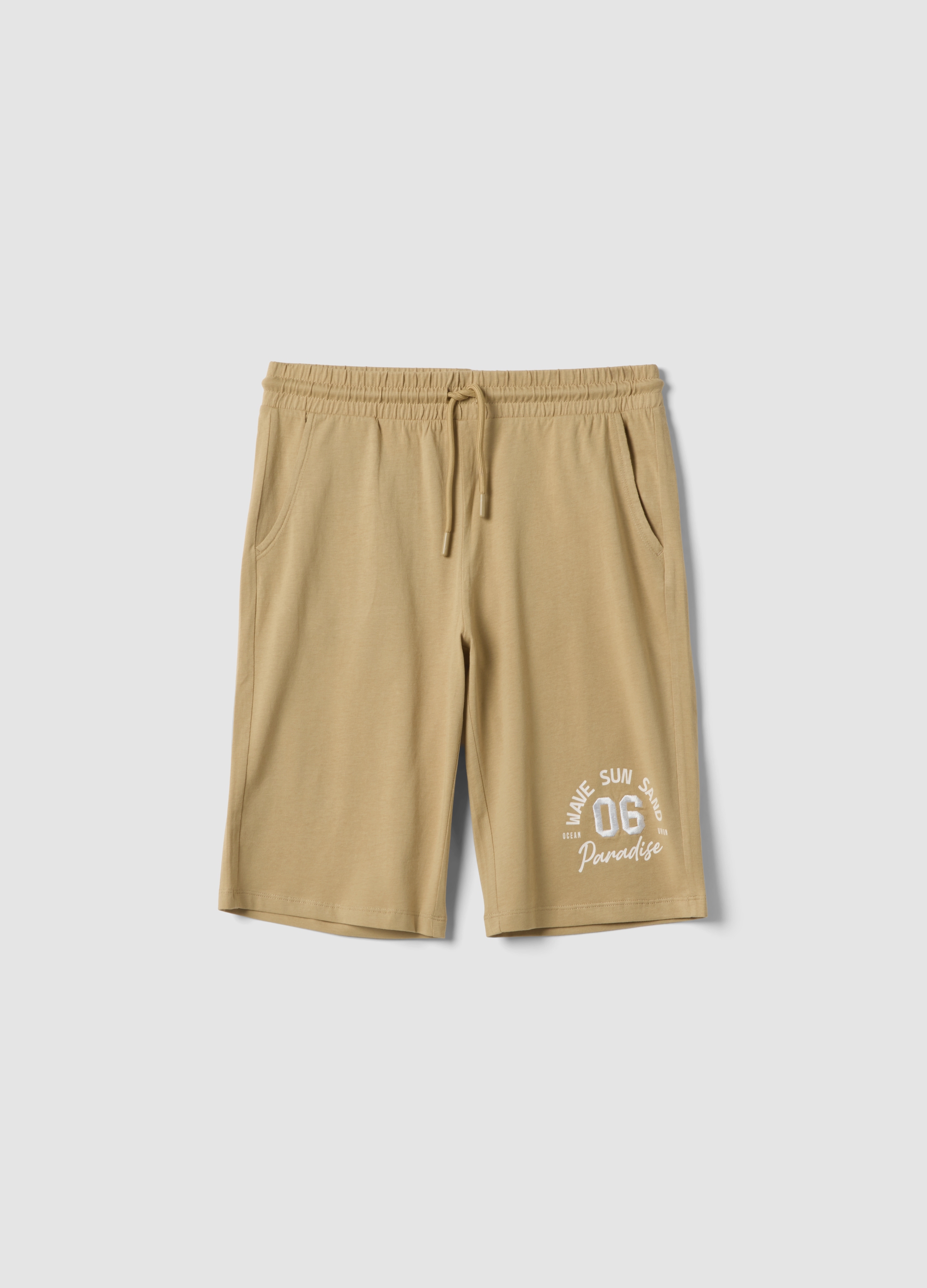 OVS KIDS, Pantalón Corto Beige De Algodón Puro Para Niño, Corte Regular, Niño, Beige, Talla: 13-14