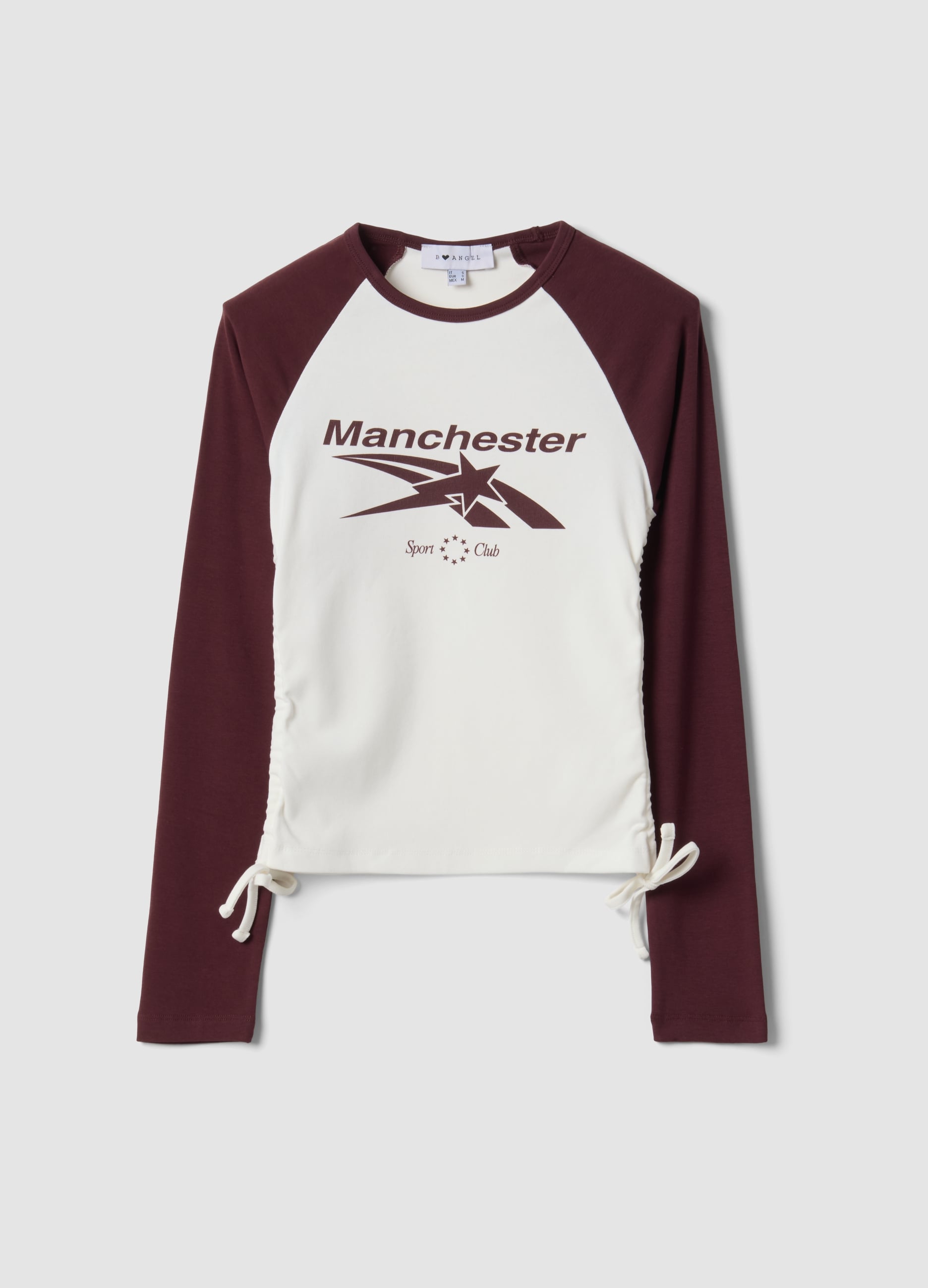 B.ANGEL, T-shirt Bianca In Cotone Elasticizzato Girocollo, Donna, Bianco, Taglia: XS