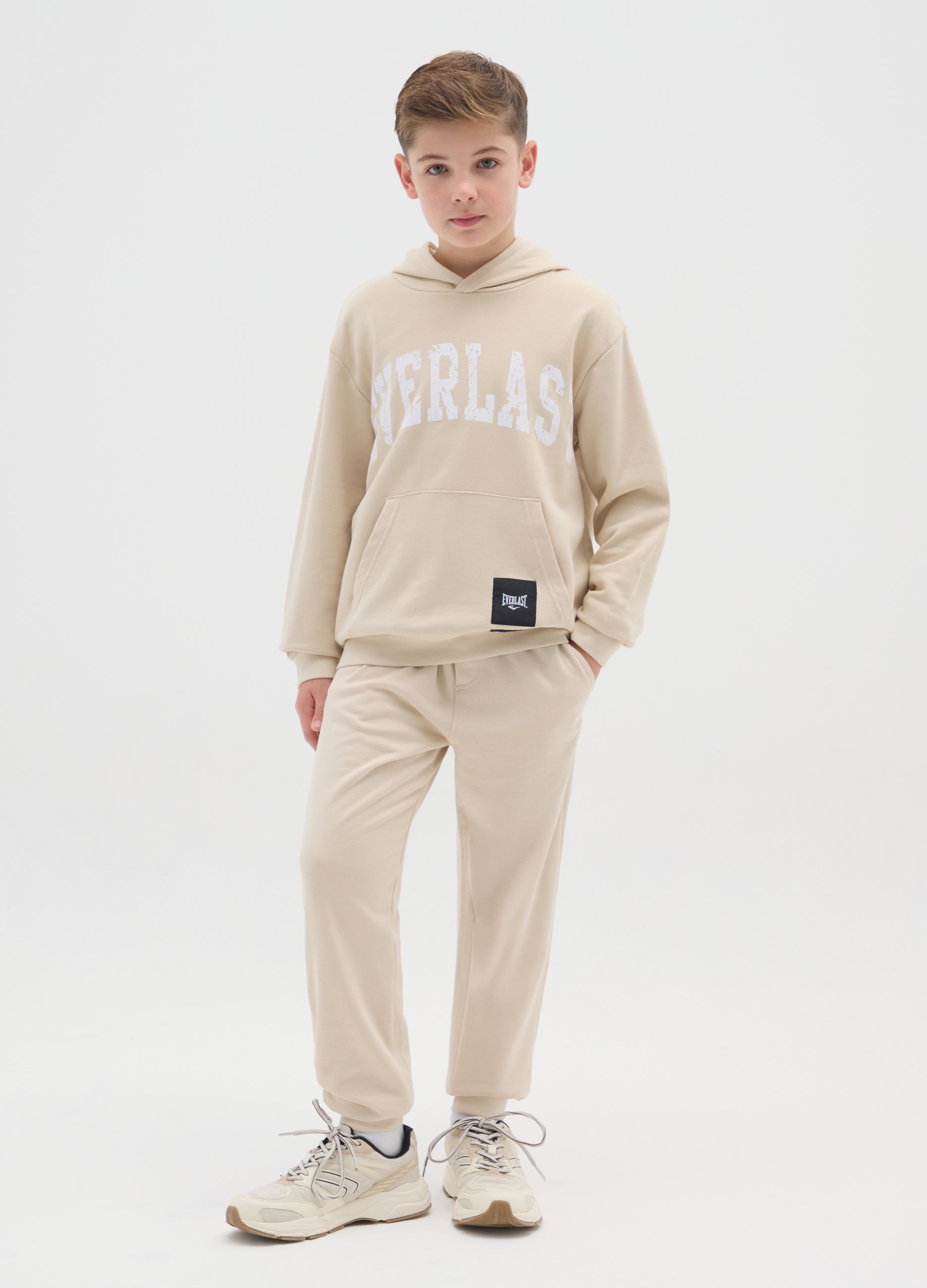 EVERLAST, Pantaloni Da Ragazzo In Misto Cotone Beige Over Fit, Bambino, Beige, Taglia: 10-11