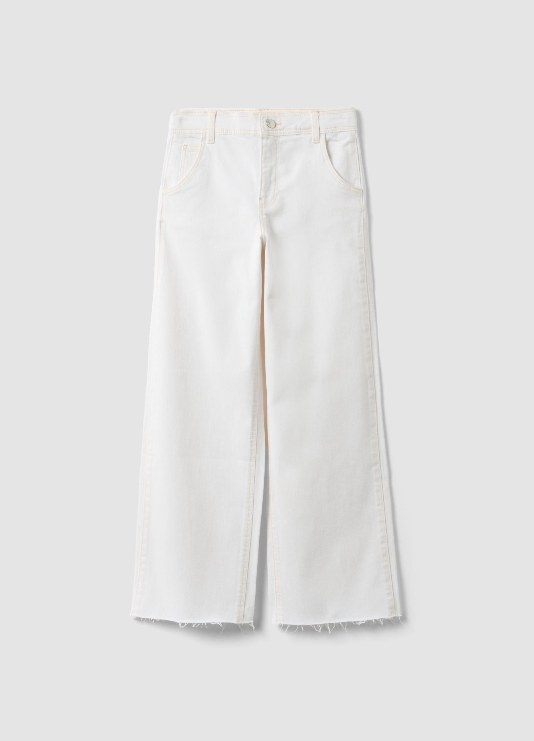OVS KIDS, Pantalones Culotte De Algodón Elástico Blanco Para Niñas, Niña, Blanco roto, Talla: 14-15