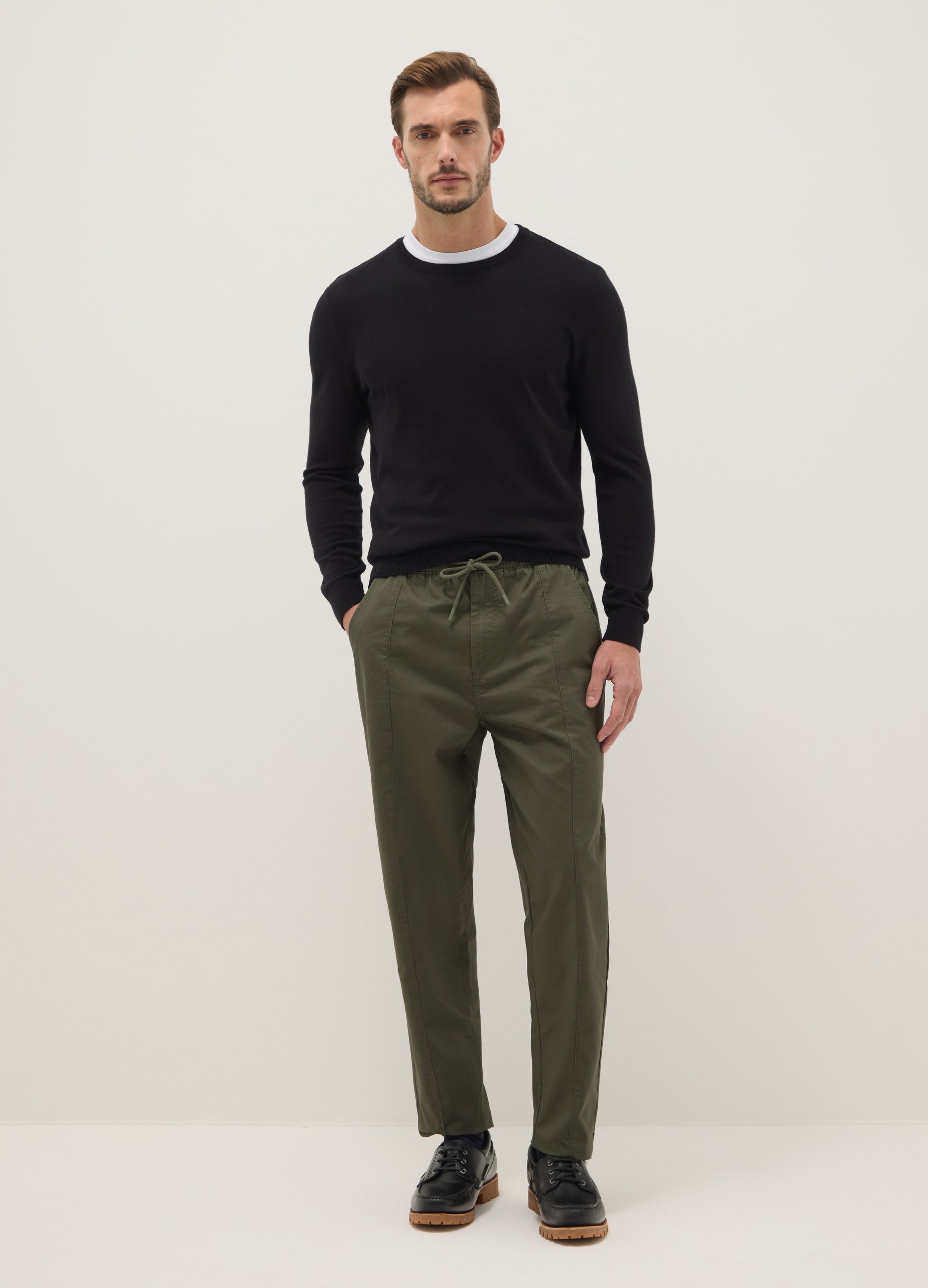 Pantalones Chinos En Algodón Puro Verde Slim Fit, Hombre, Verde oscuro, Talla: M