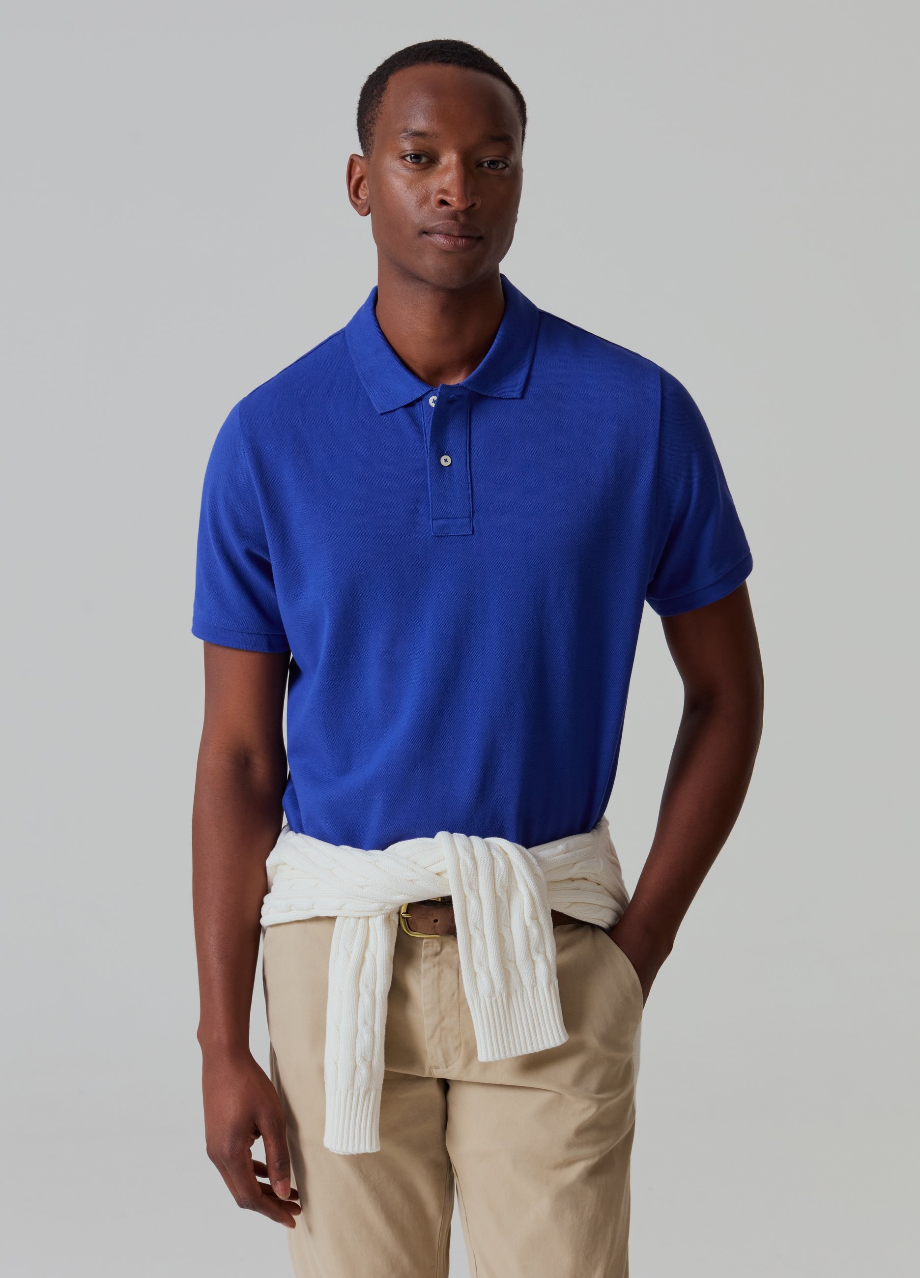 PIOMBO, Polo In Piquet Di Cotone Supima, Uomo, Blu, Taglia: S