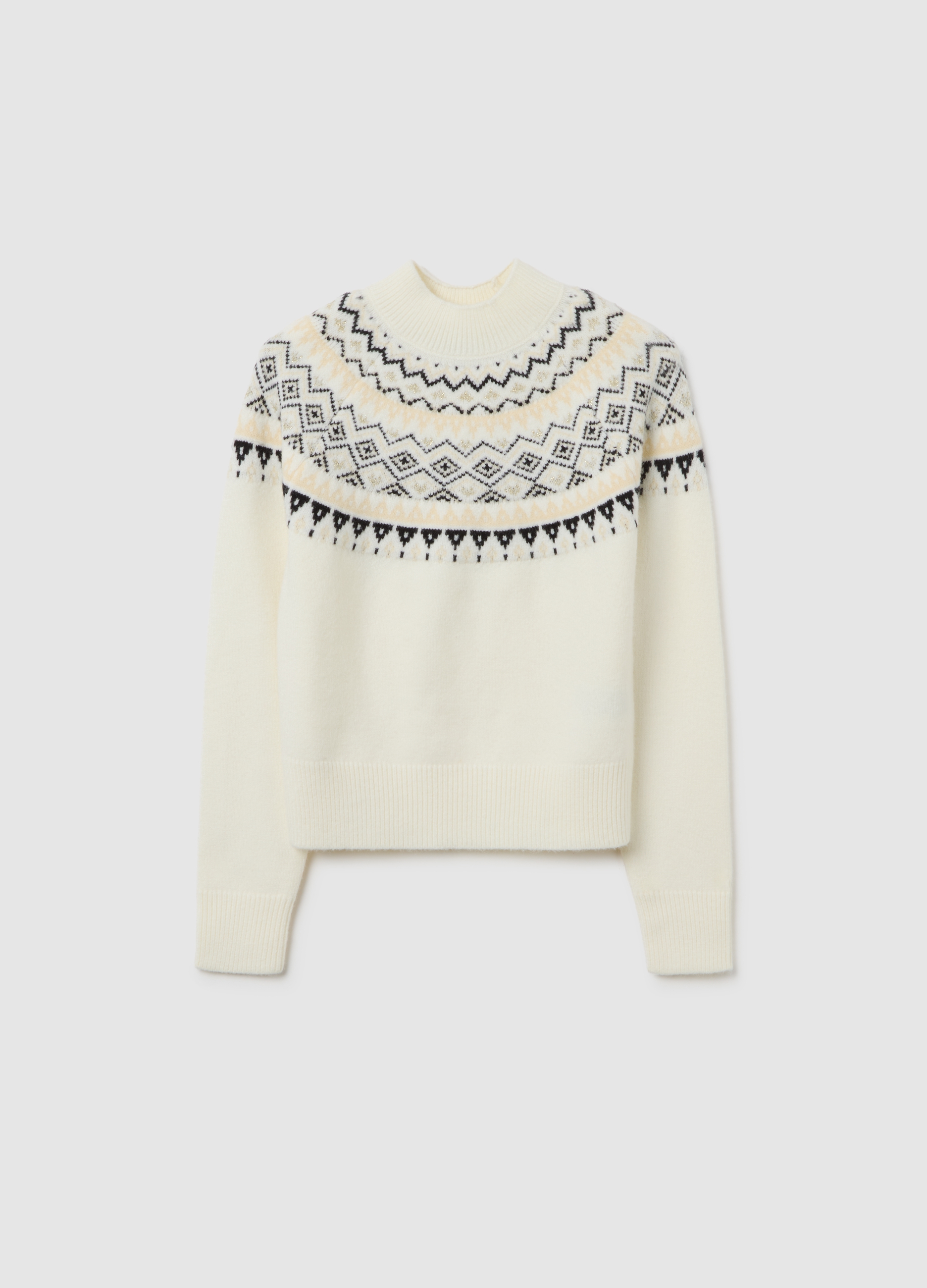 OVS KIDS, Jersey Multicolor De Niña Ajuste Regular Con Patrón Geométrico, Niña, Blanco/negro, Talla: 14-15