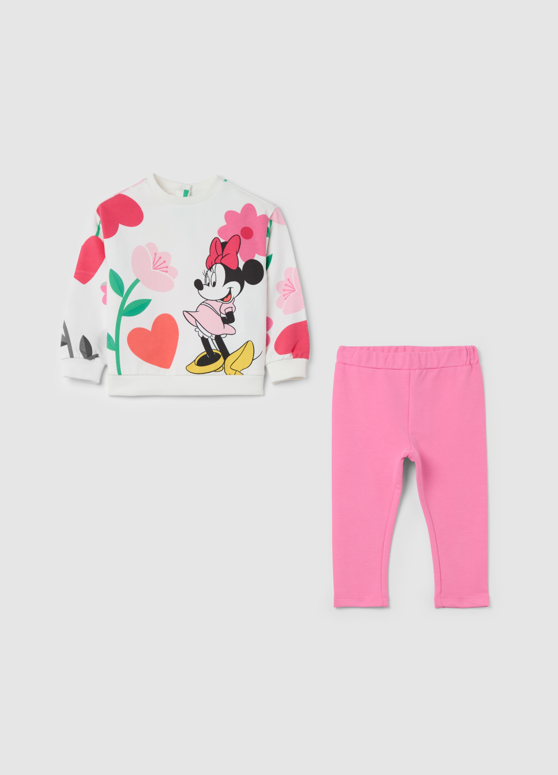 FAGOTTINO, Jogging Set In Cotone Stretch Stampa Minnie, Bambina, Multicolor, Taglia: 9-12