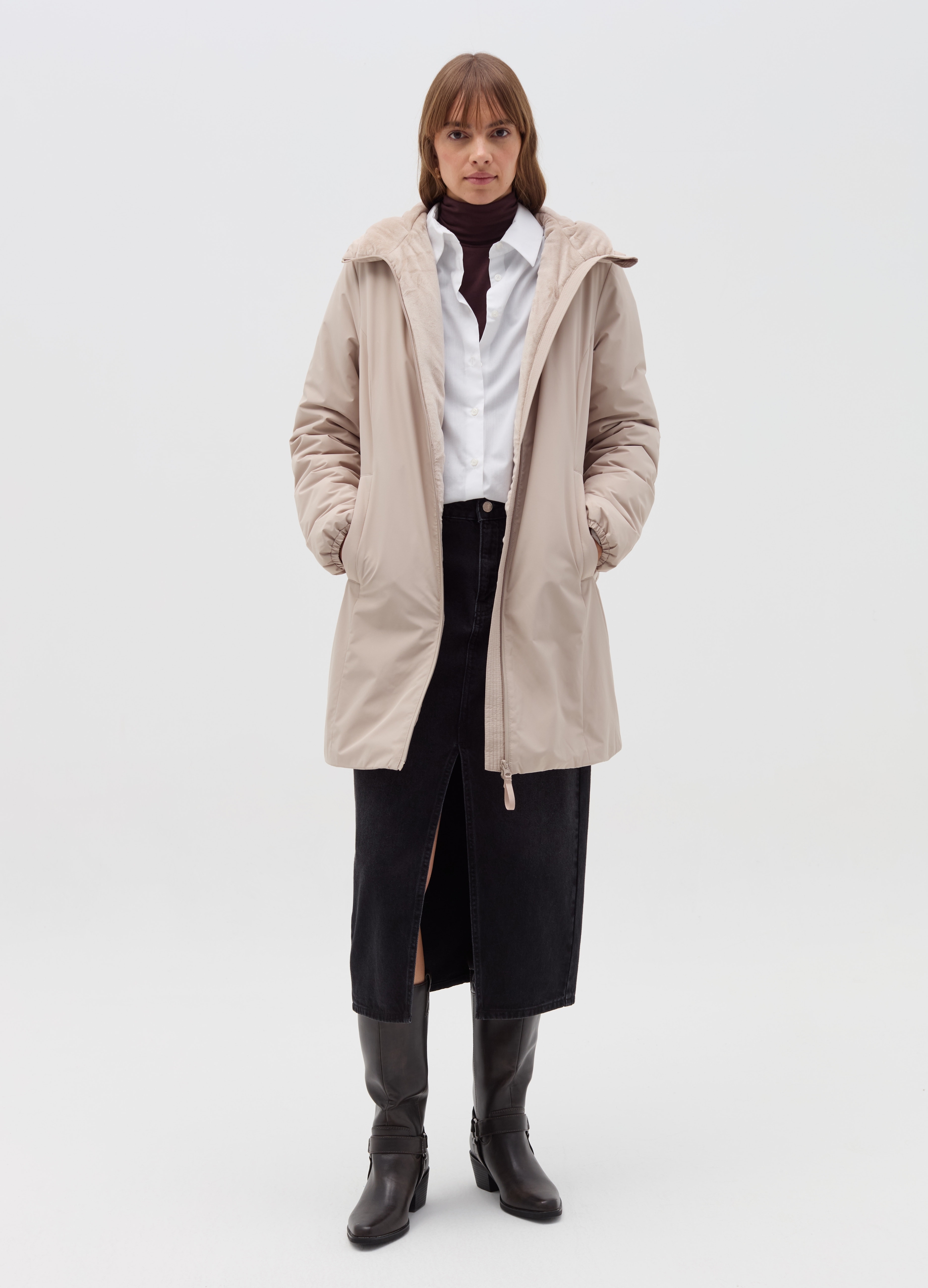 Parka Essential Con Capucha, Mujer, Beige Claro, Talla: S