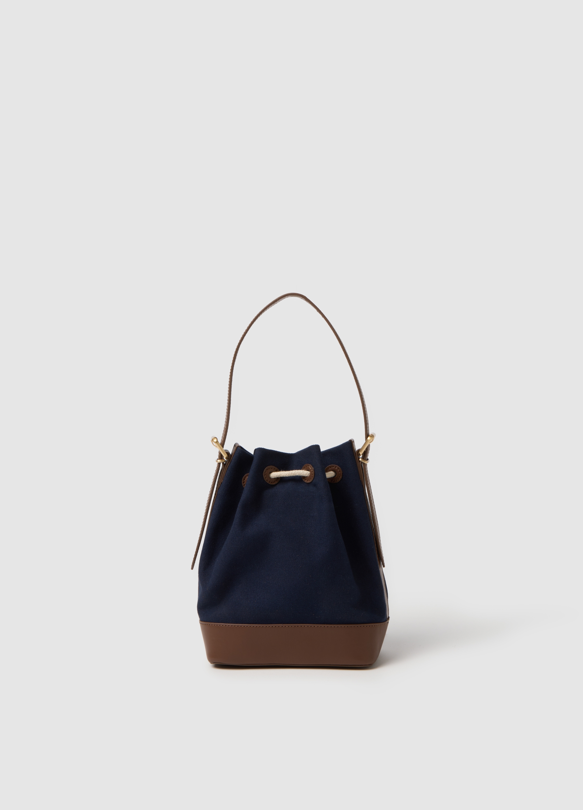 LES COPAINS, Bolso De Hombro Multicolor De Algodón Puro Con Cierre De Cordón, Mujer, Azul/marrón, Talla: FASUL