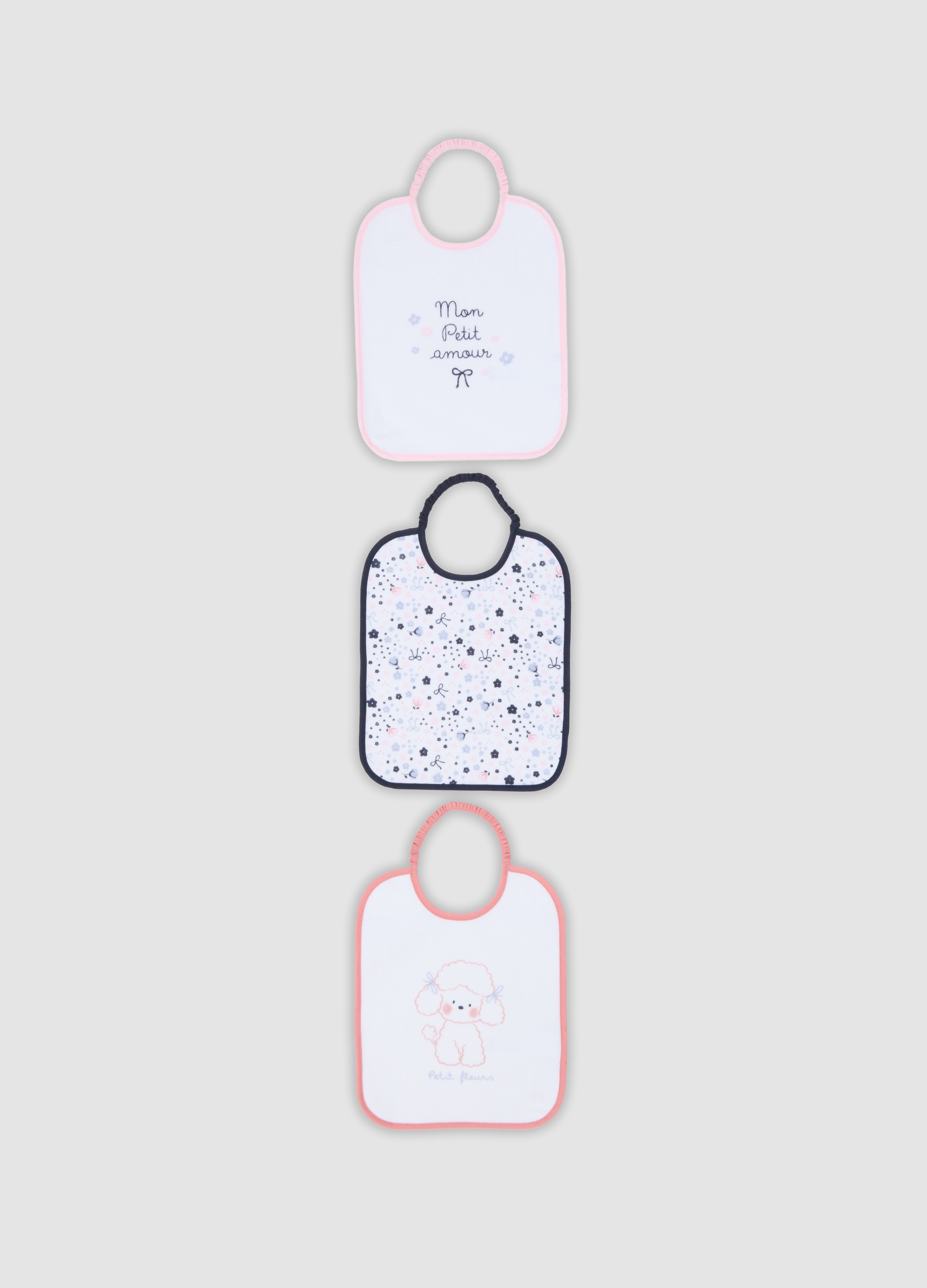 FAGOTTINO, Tripack Di Bavette Multicolor In Misto Cotone Organico Per Neonata, Multicolor, Taglia: T.U.
