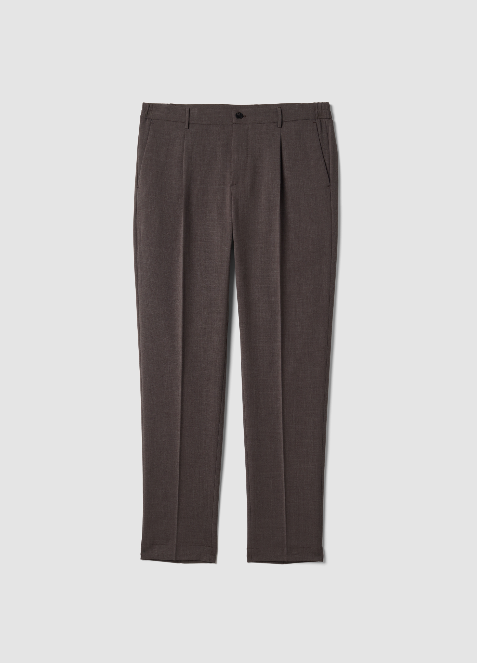 PIOMBO, Pantaloni Marroni In Viscosa Elasticizzata Slim Fit, Uomo, Marrone, Taglia: 46