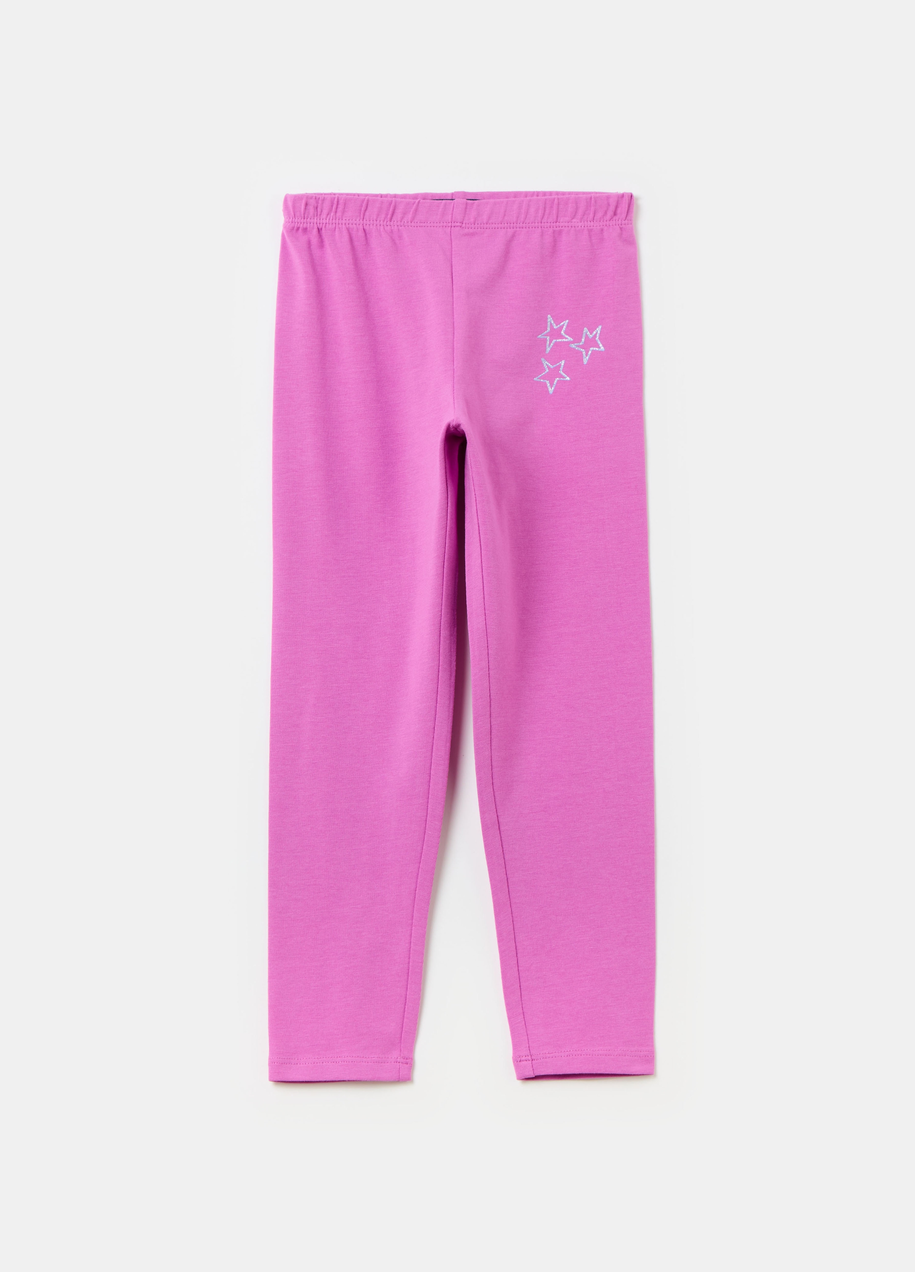 OVS, Leggings In Cotone Stretch Con Stampa, Bambina, Viola, Taglia: 4-5