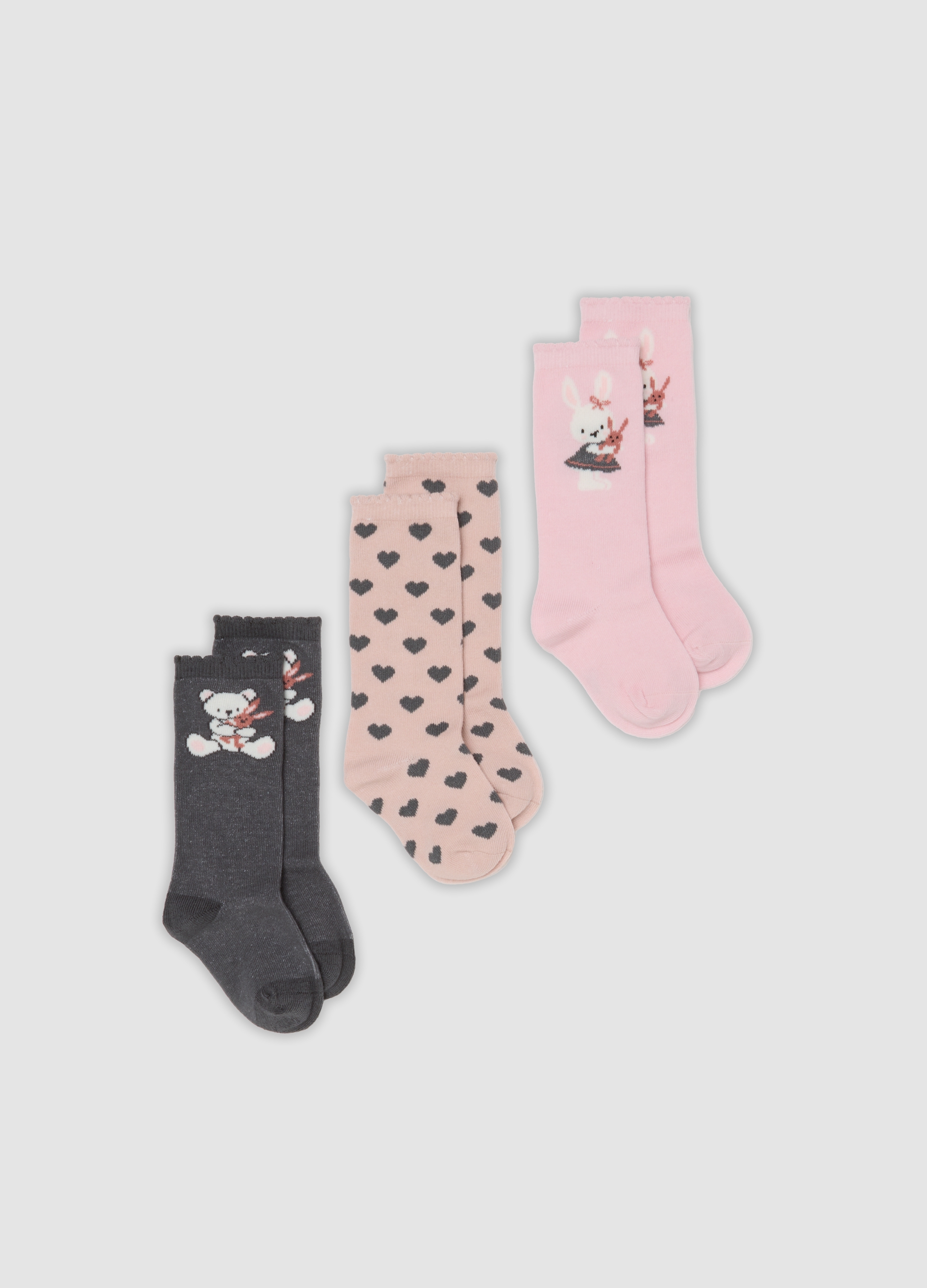 FAGOTTINO, Tripack Di Calze Lunghe Rosa In Cotone Organico Elasticizzato, Bambina, Rosa, Taglia: 18-24