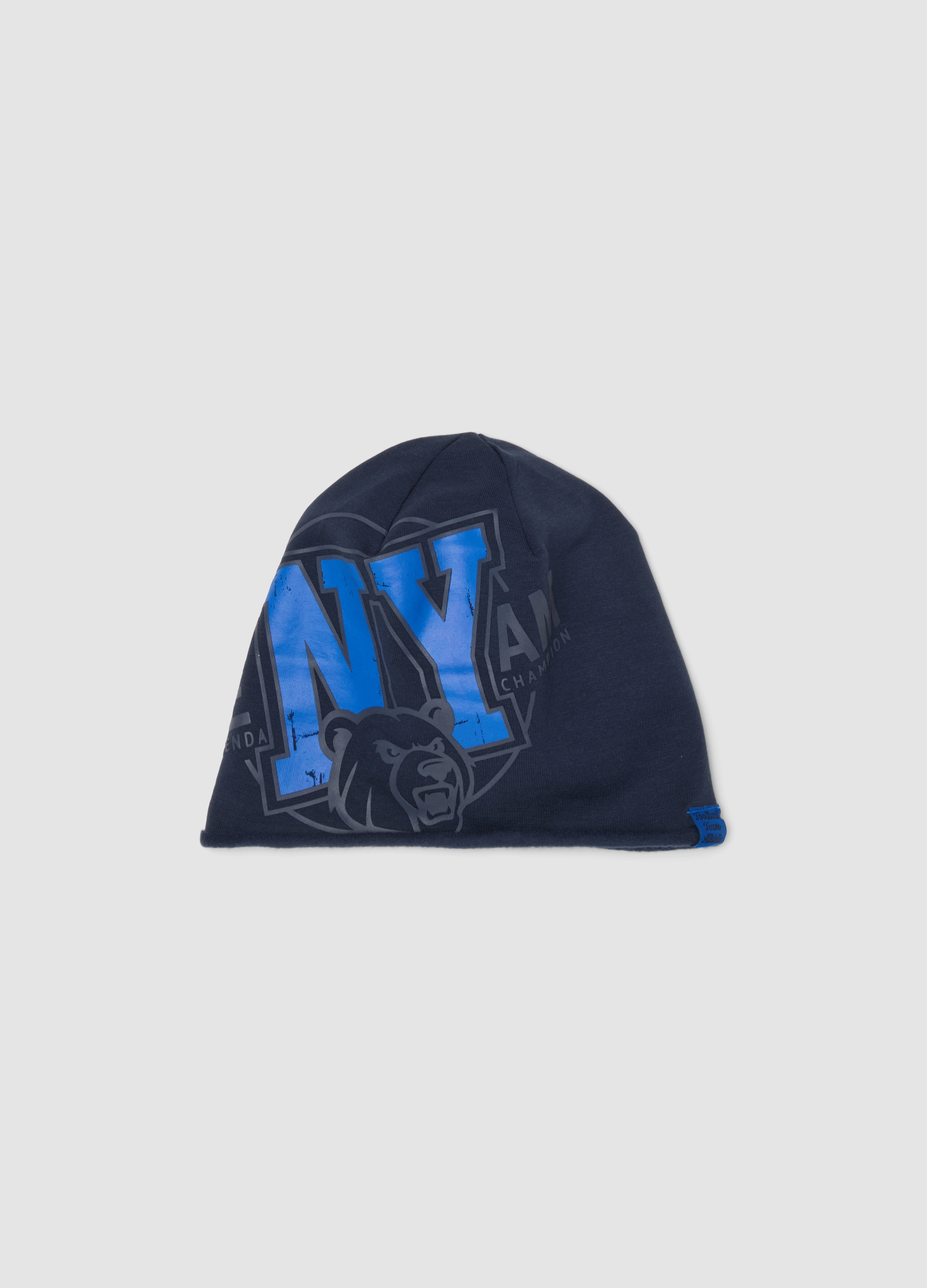 OVS KIDS, Cappello Blu In Cotone Organico Elasticizzato Jersey Con Stampa Per Bambino, Blu, Taglia: 52