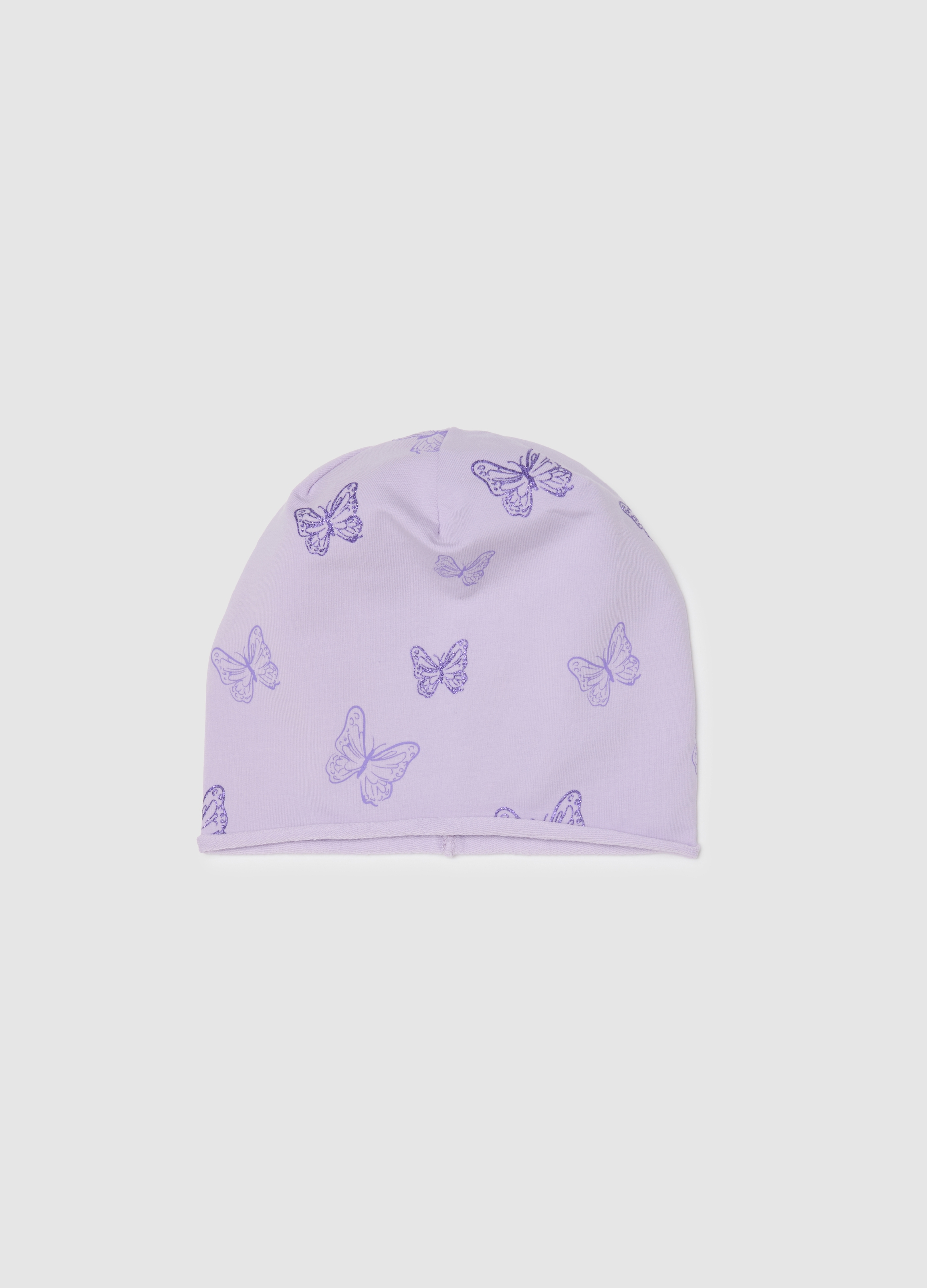 OVS KIDS, Gorro De Algodón Elástico Morado Con Mariposas Para Niña, Niña, Malva, Talla: 56