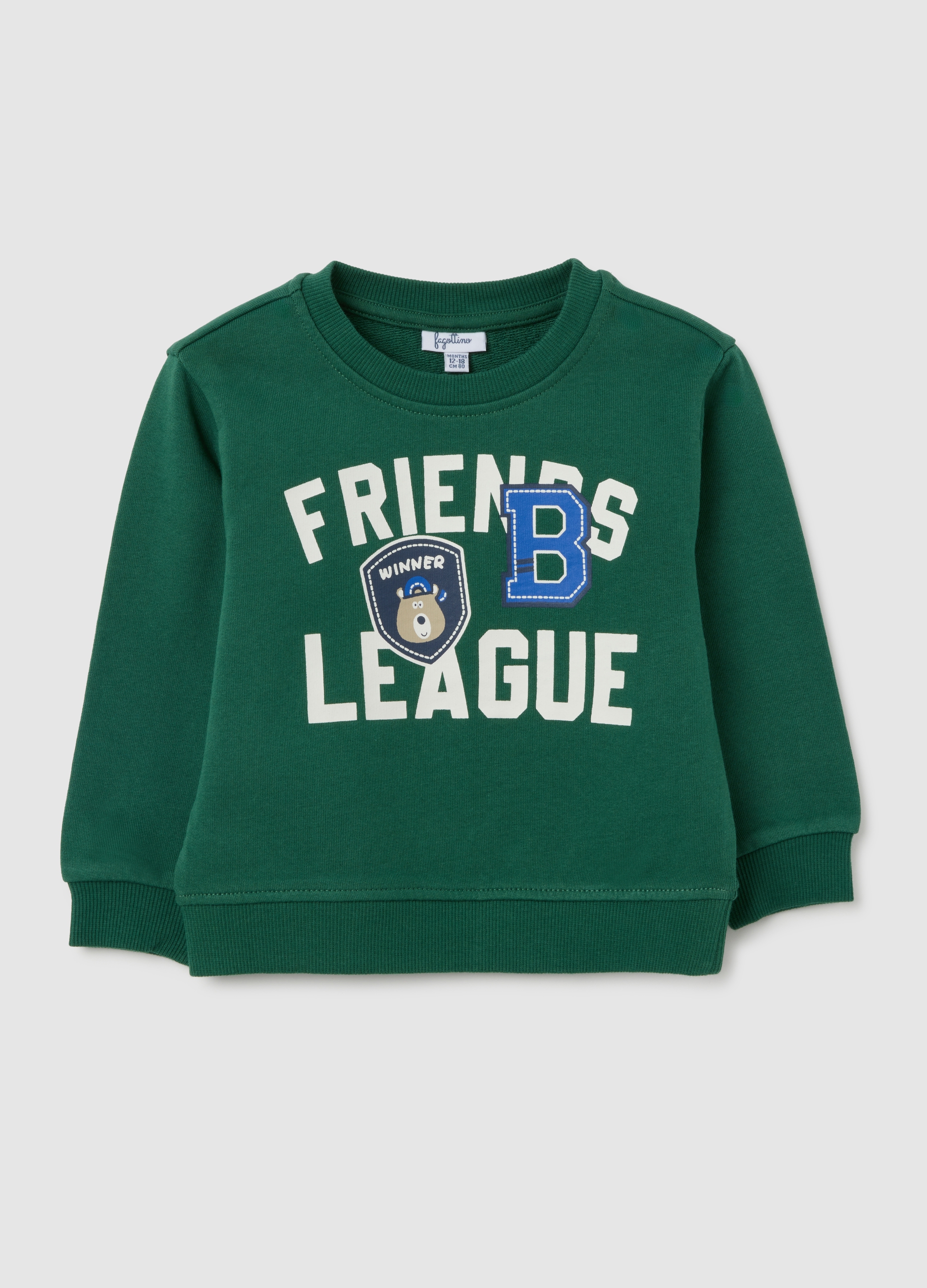 FAGOTTINO, Felpa Da Bambino In Puro Cotone Verde Regular Fit, Verde, Taglia: 9-12