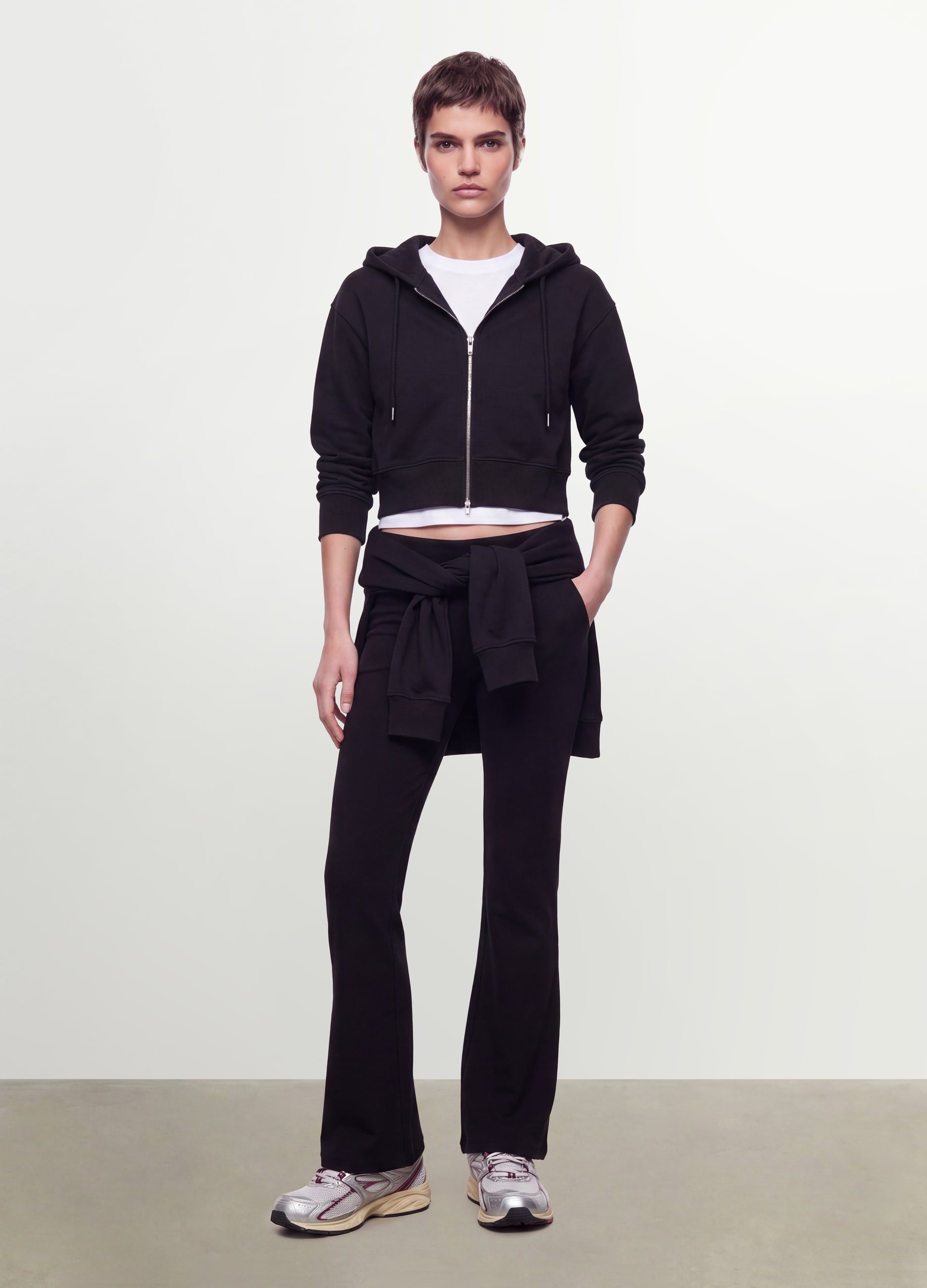 OVS, Felpa Full Zip Nera In Misto Cotone Con Cappuccio Fitted, Donna, Nero, Taglia: XL