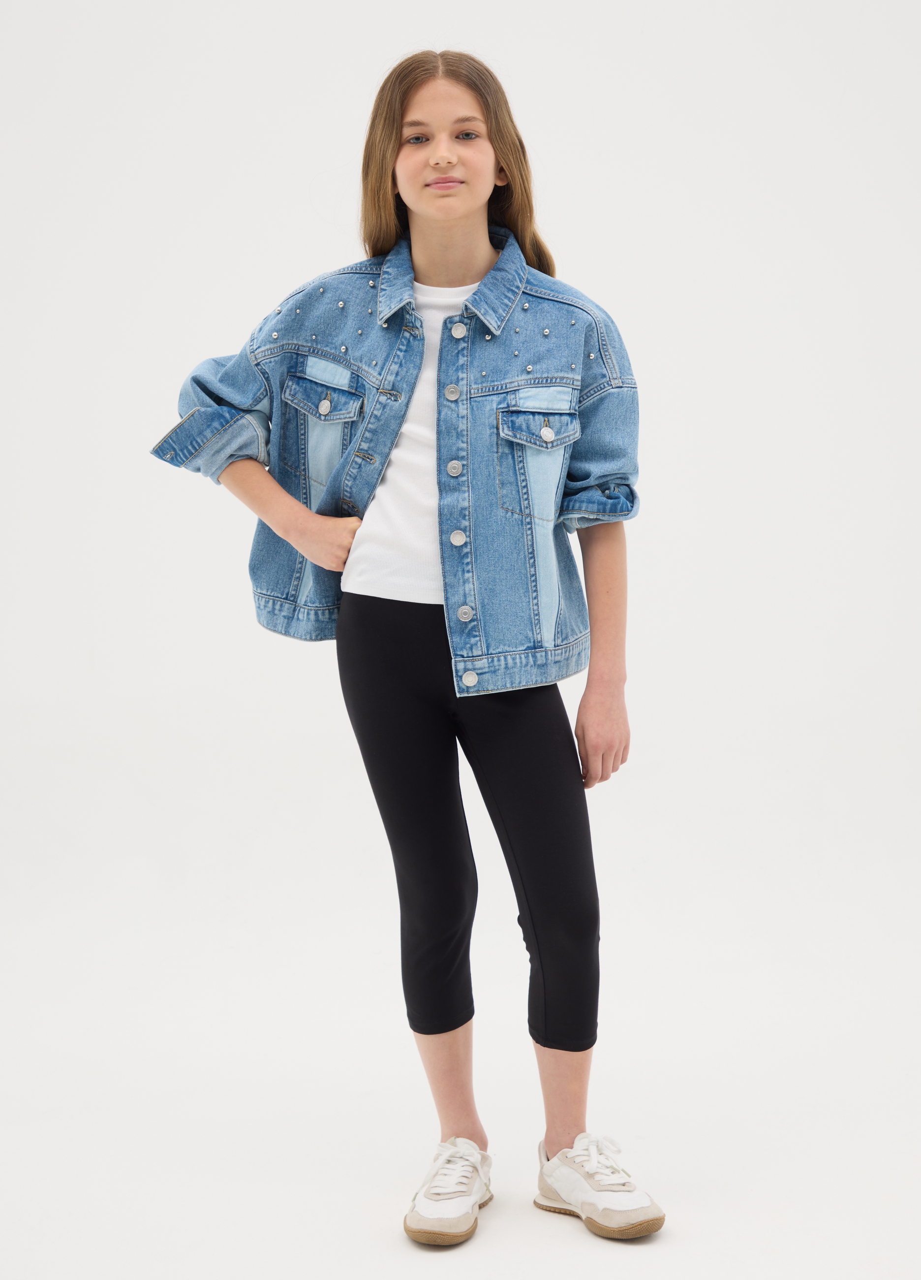 OVS, Leggings Da Ragazza In Cotone Elasticizzato Nero Skinny, Bambina, Nero, Taglia: 10-11