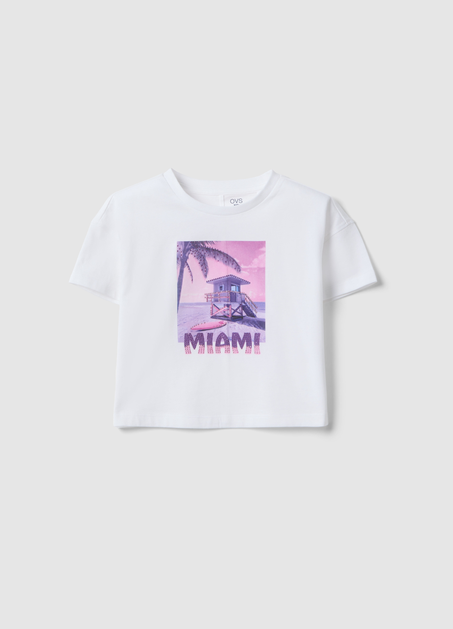OVS KIDS, Camiseta Blanca De Algodón Puro Para Niña, Ajuste Regular Con Estampado, Niña, Blanco óptico, Talla: 9-10