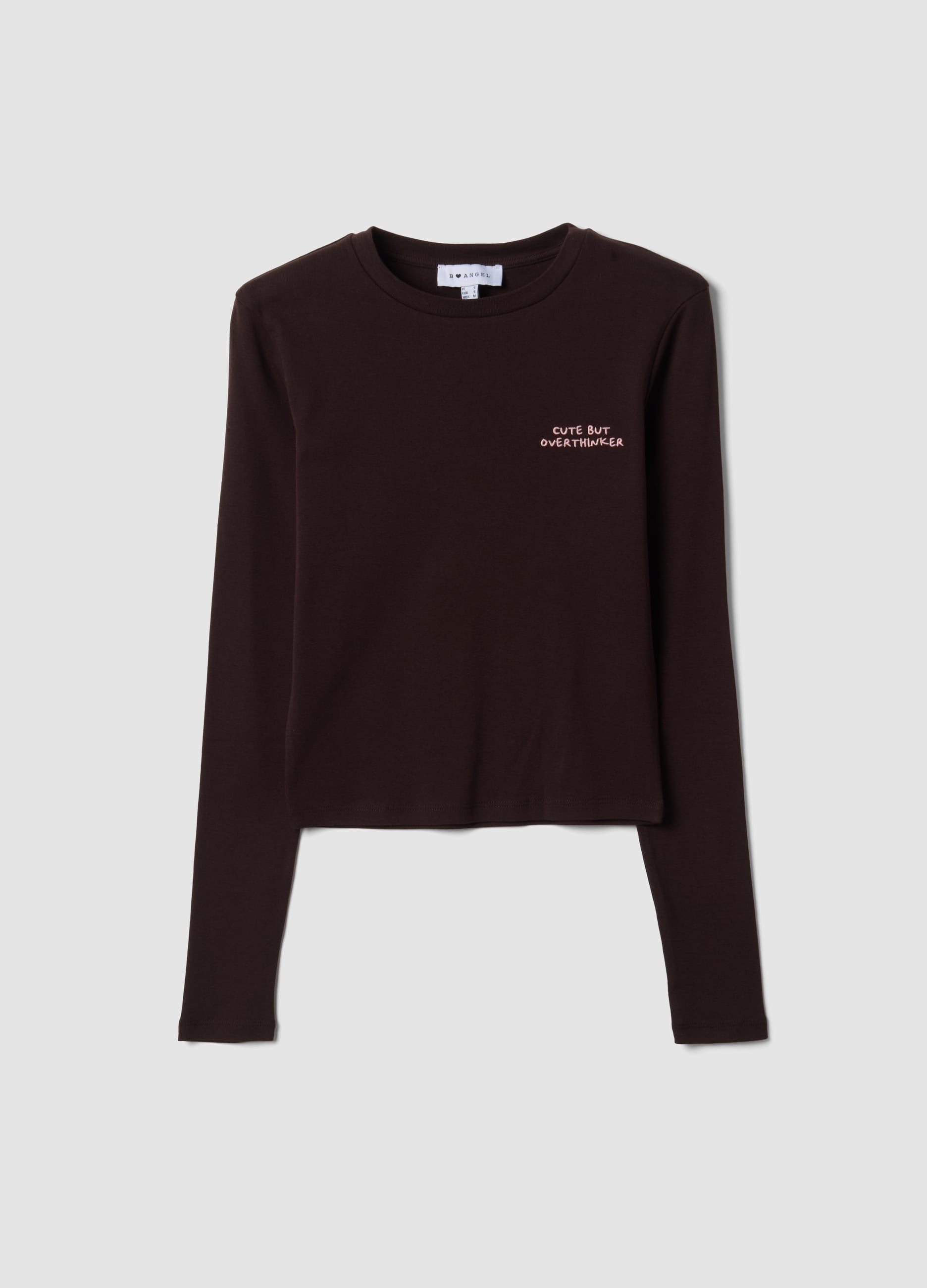 B.ANGEL, T-shirt Marrone In Puro Cotone Con Lettering Sul Petto, Donna, Marrone, Taglia: XS