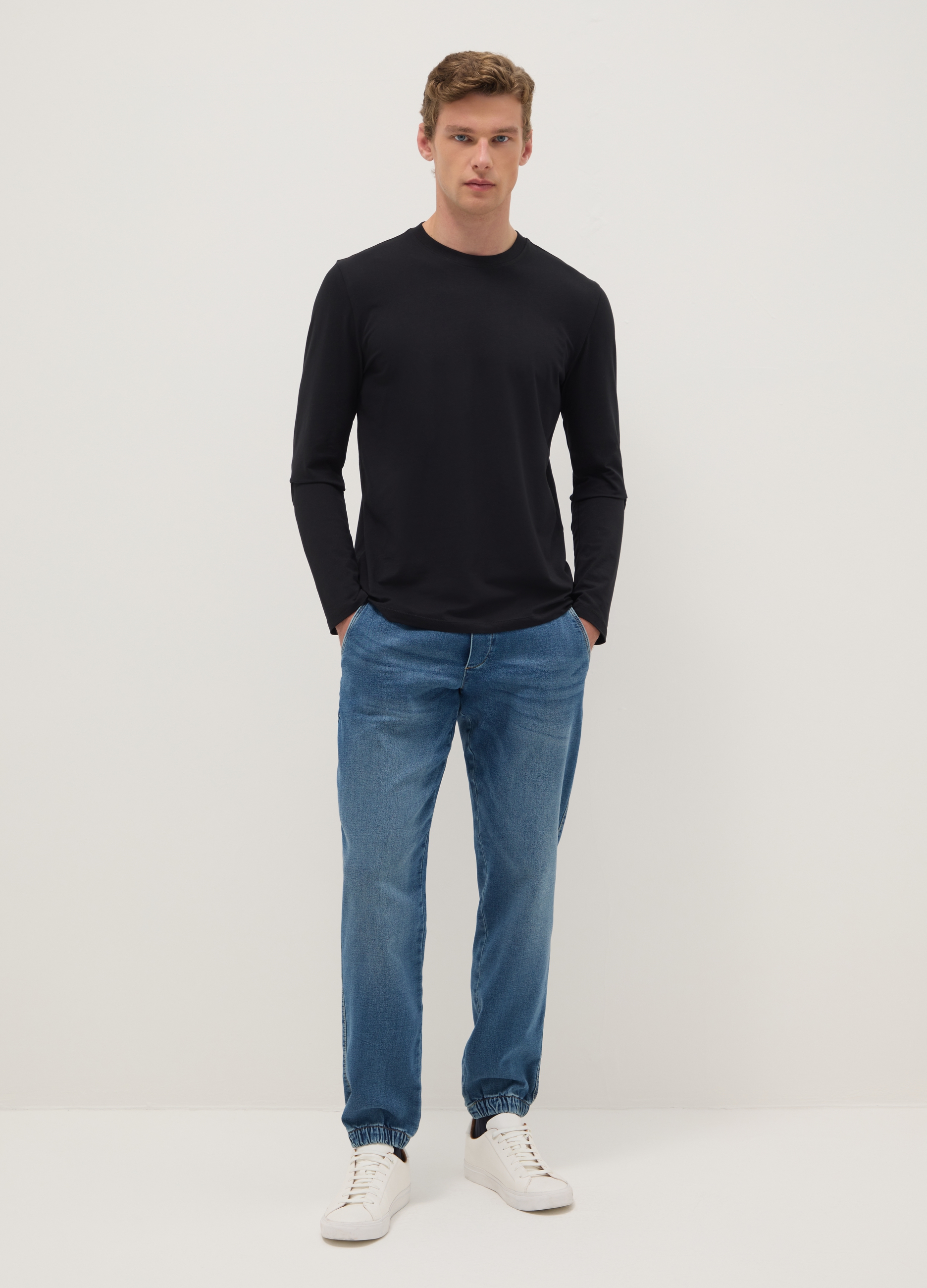 Vaqueros Regular Fit De Denim Azul Con Elástico, Hombre, Blu Bluette, Talla: XXL