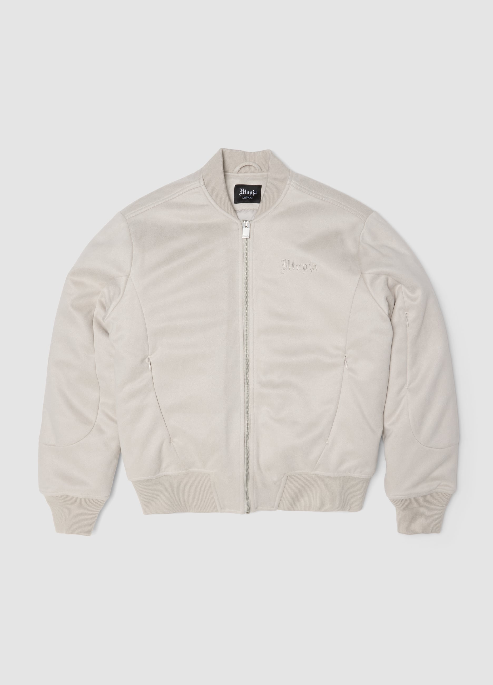 UTOPJA, Faux Suede Bomber Jacket Light Beige, Uomo, Beige, Taglia: XL