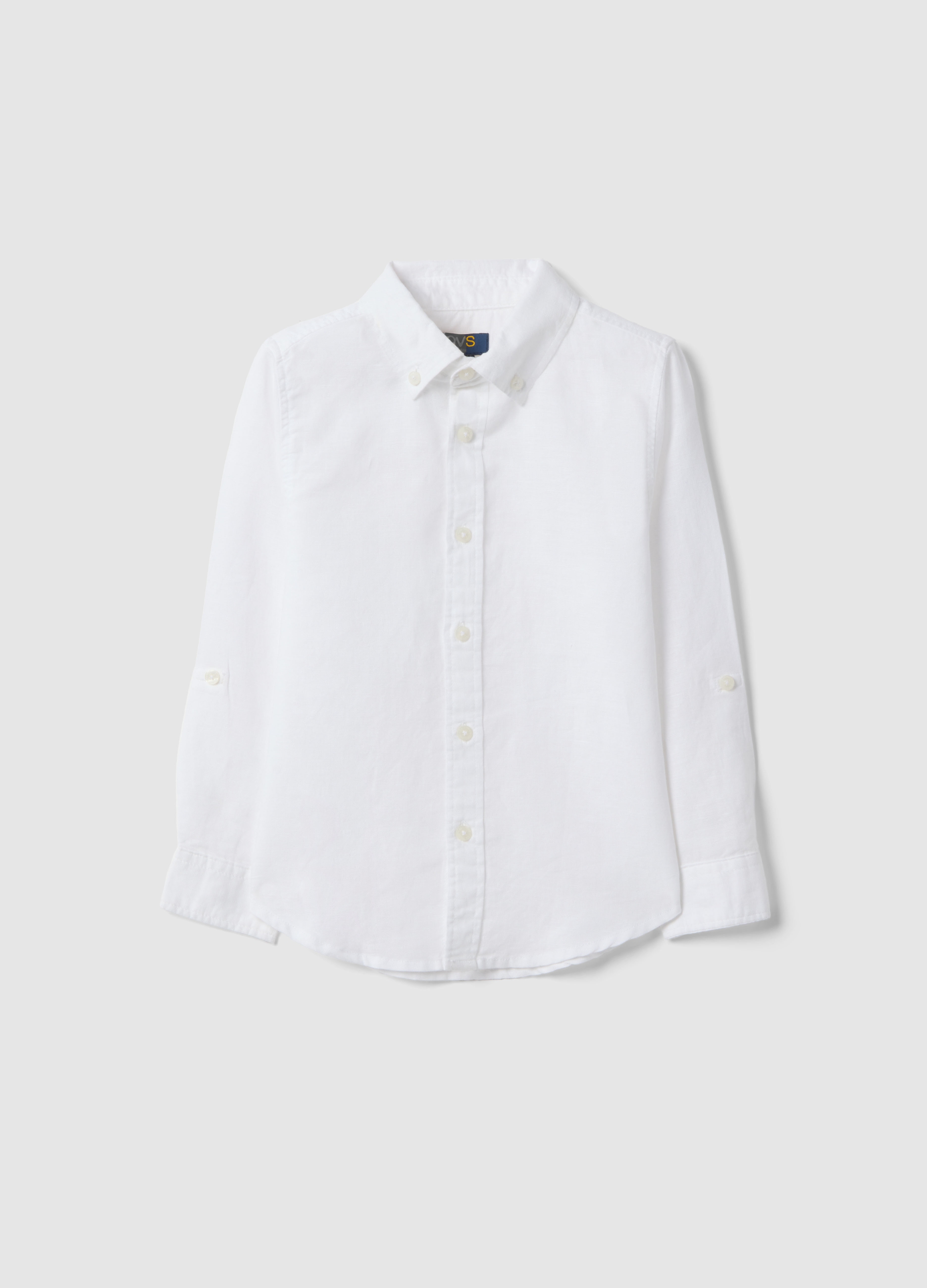 OVS KIDS, Camisa Blanca De Niño En Mezcla De Lino Y Algodón, Ajuste Regular, Niño, Blanco óptico, Talla: 9-10